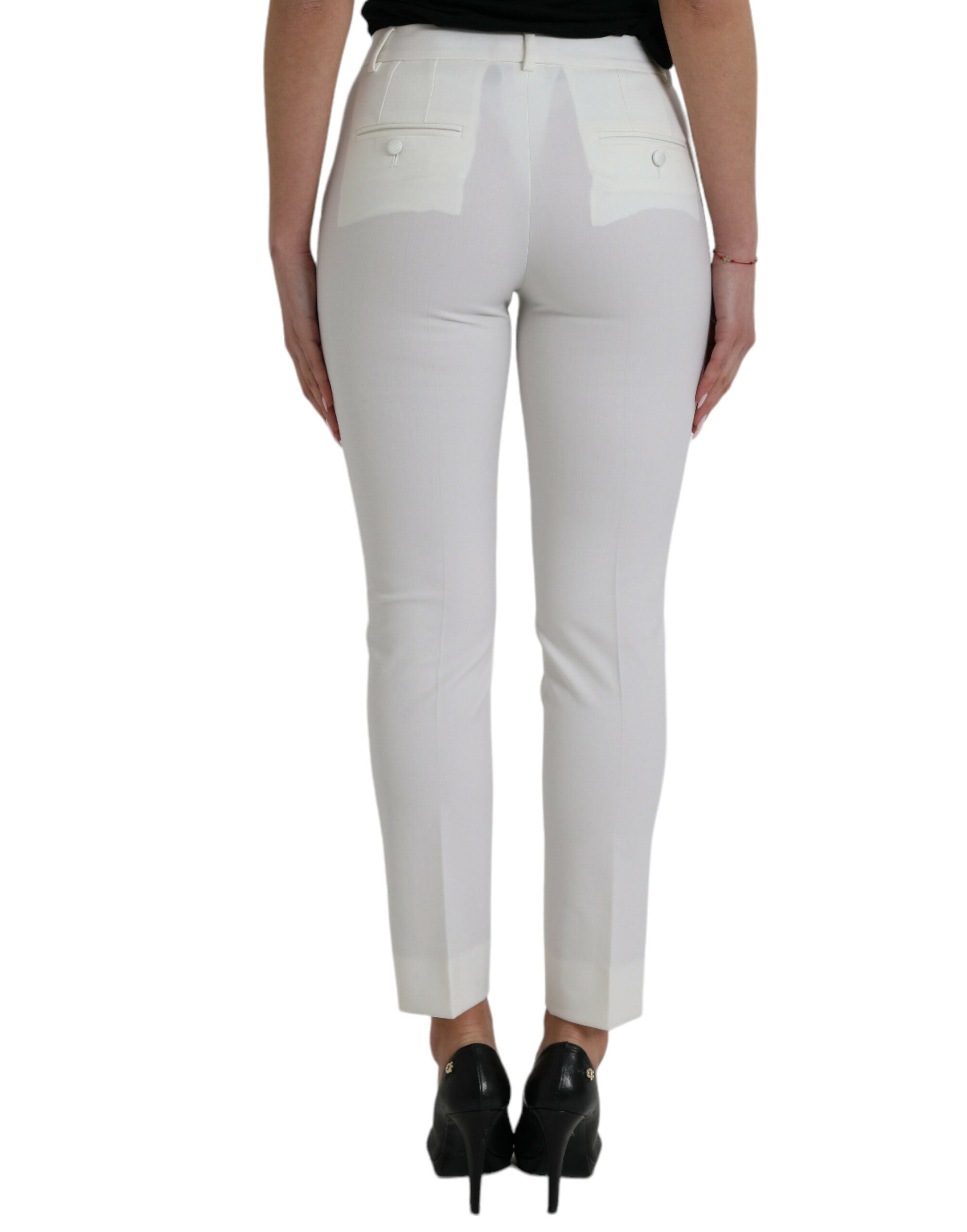 Dolce &amp; Gabbana Pantalon fuselé élégant blanc taille moyenne