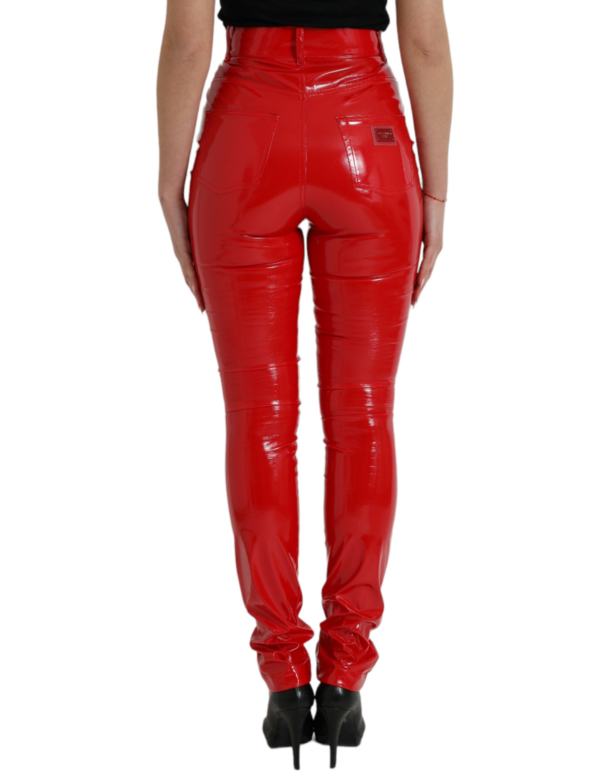 Dolce &amp; Gabbana Chic Pantalon skinny taille haute rouge