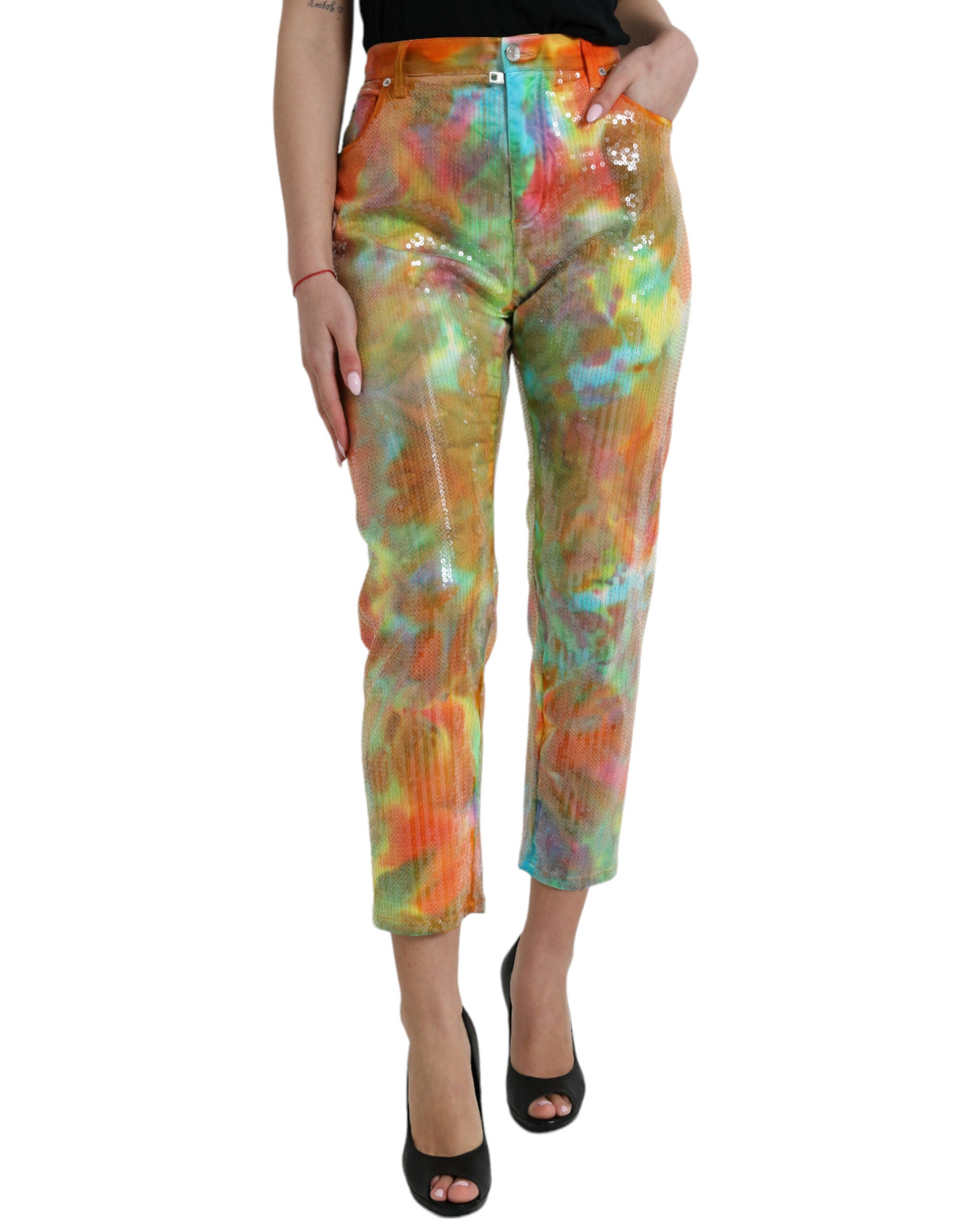 Dolce &amp; Gabbana Pantalon court taille haute multicolore