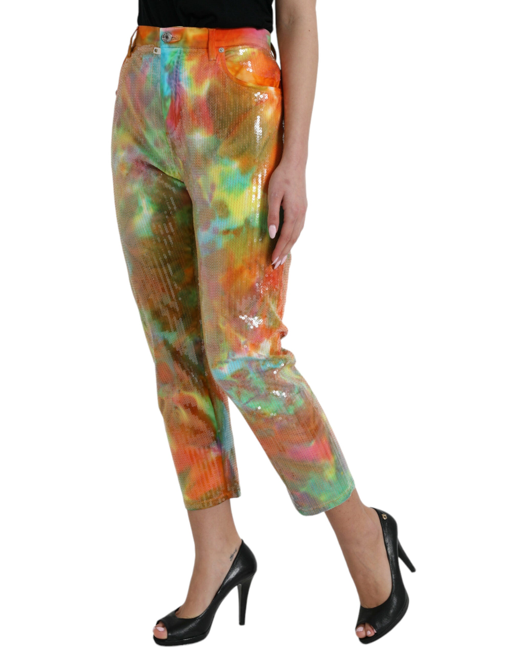 Dolce &amp; Gabbana Pantalon court taille haute multicolore