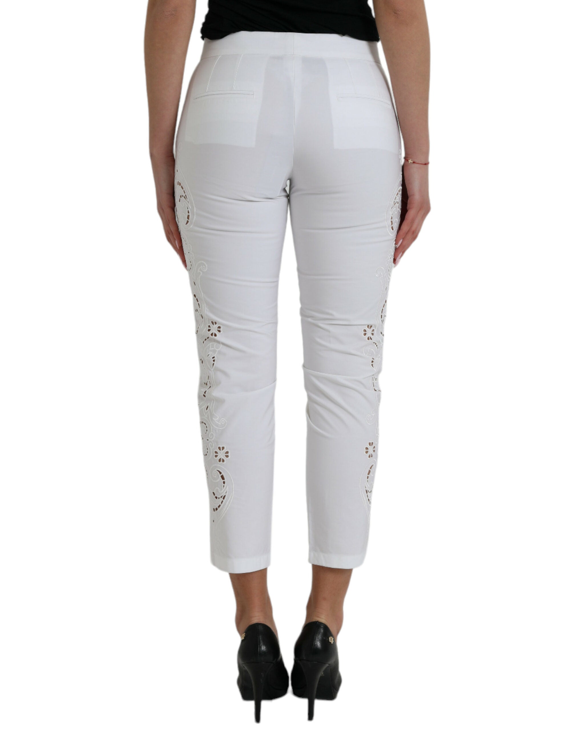 Dolce &amp; Gabbana Pantalon taille moyenne fuselé blanc élégant