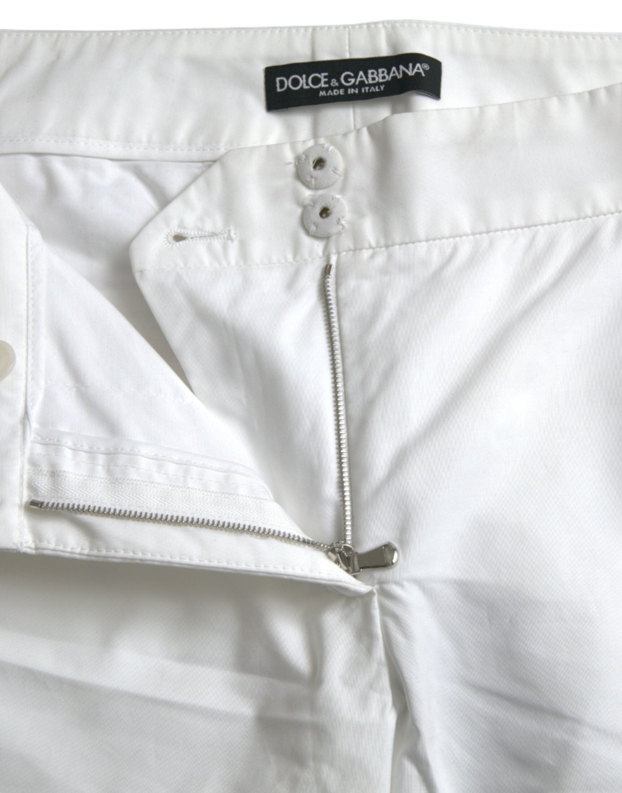 Dolce &amp; Gabbana Pantalon taille moyenne fuselé blanc élégant