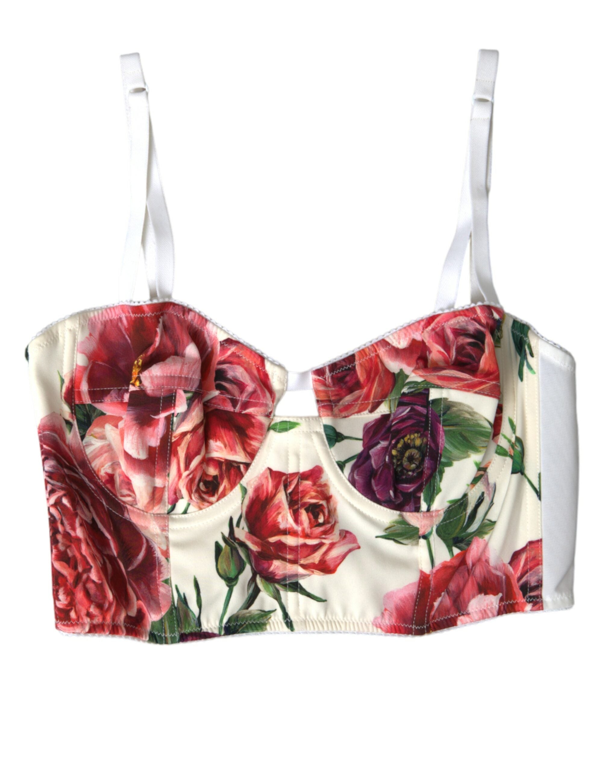 Dolce &amp; Gabbana Haut court bustier en soie mélangée florale