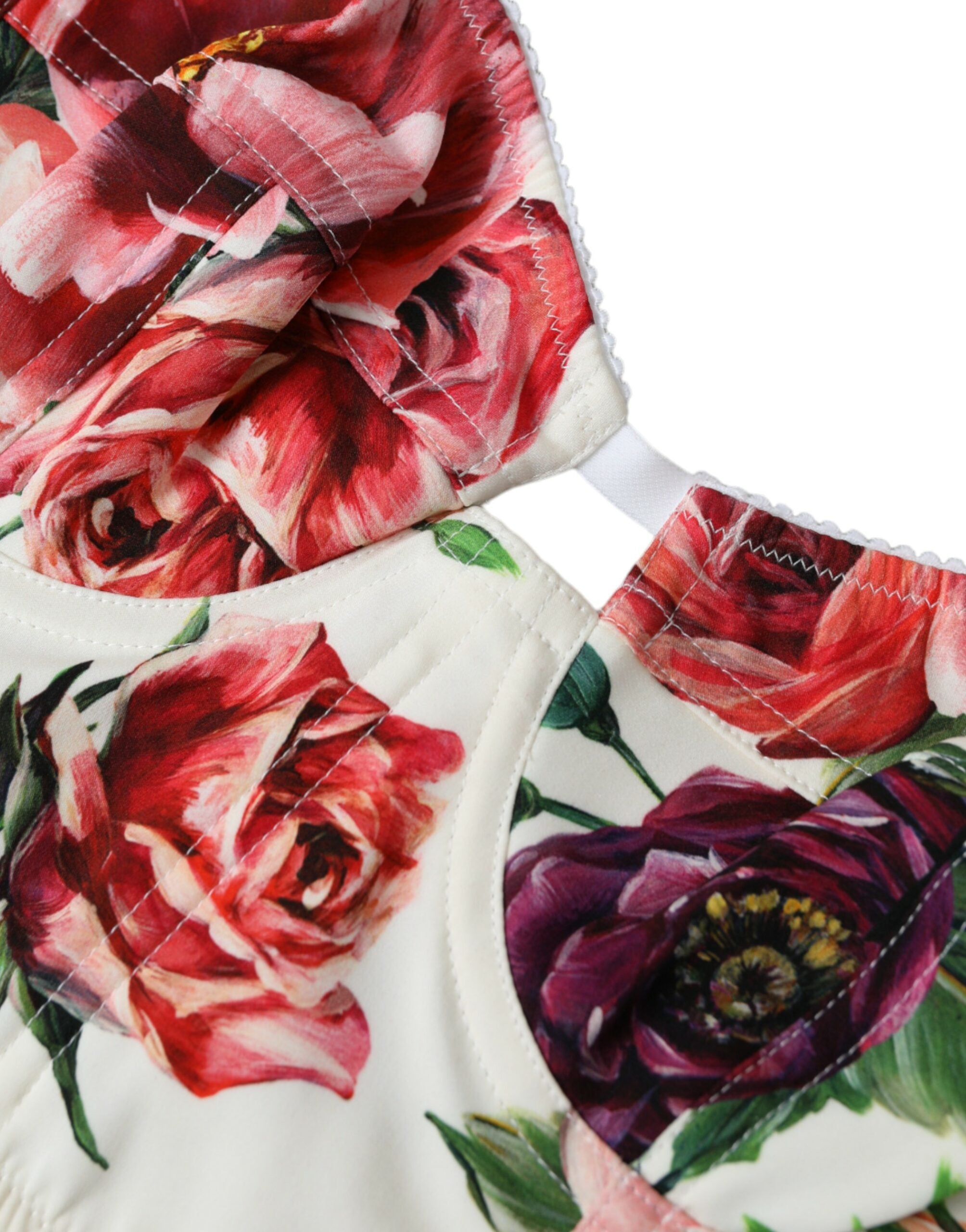 Dolce &amp; Gabbana Haut court bustier en soie mélangée florale