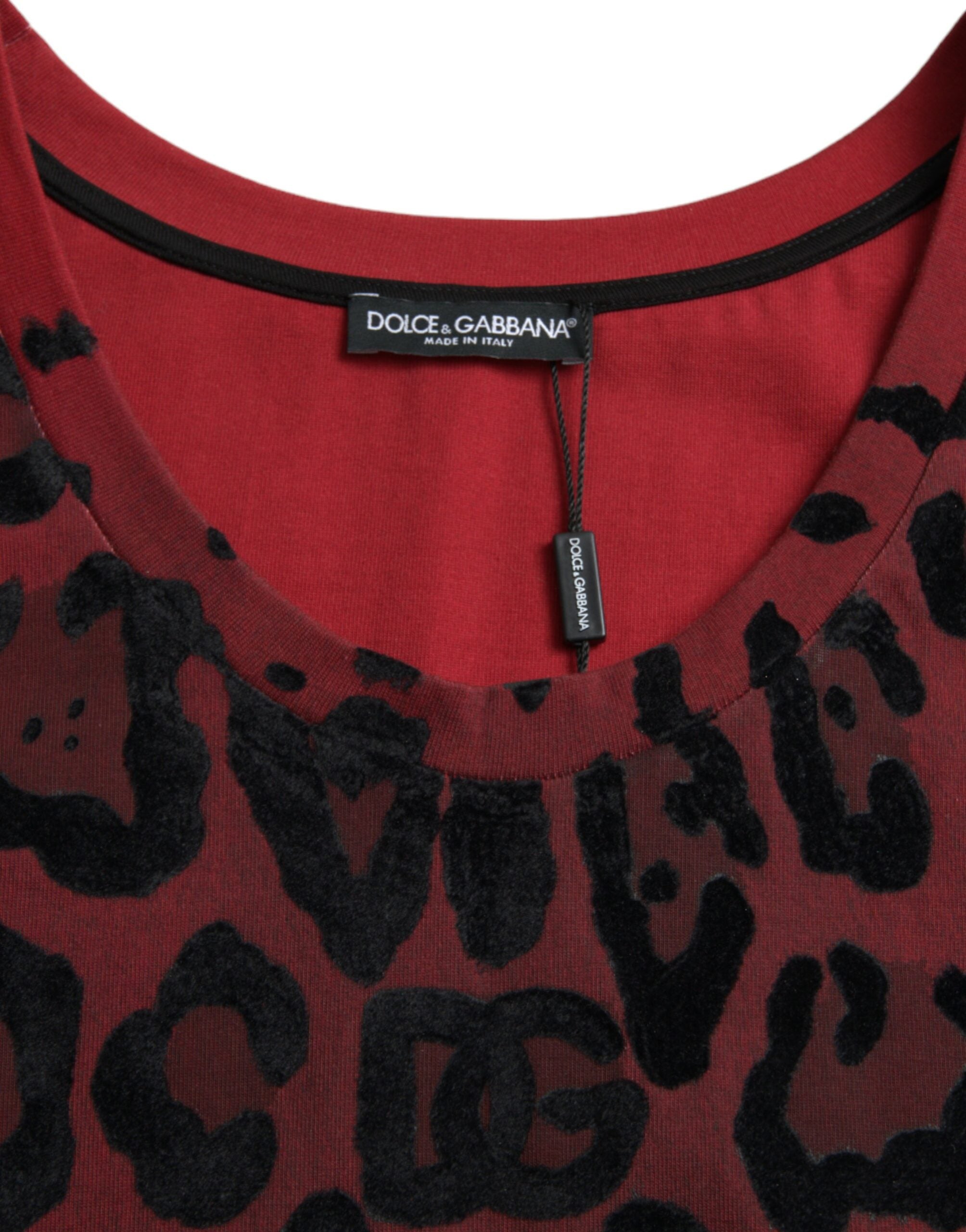 Dolce &amp; Gabbana T-shirt débardeur sans manches à imprimé léopard rouge