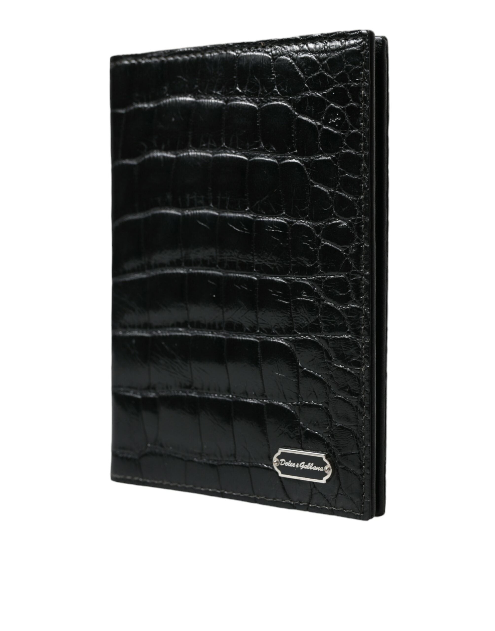 Dolce & Gabbana Black Exotic Skin Leather Long Bifold Passport Holder