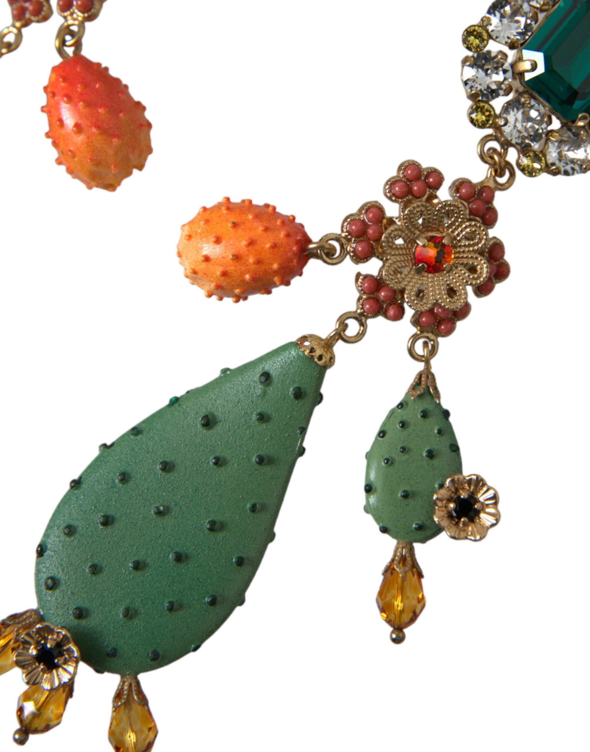 Dolce &amp; Gabbana Boucles d'oreilles pendantes à clip en cristal de cactus vert