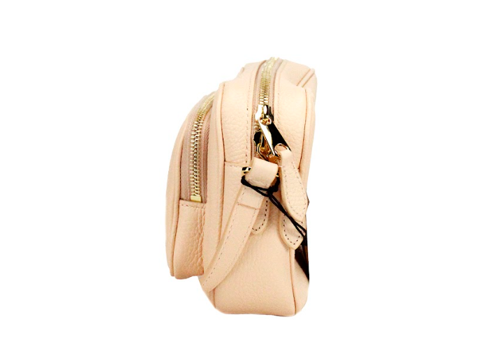 Burberry Petit sac à bandoulière en cuir granuleux rose pêche de marque