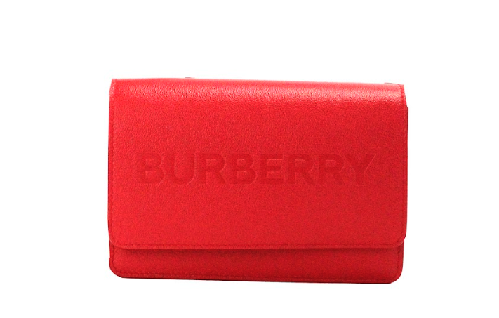 Burberry Hampshire petit sac à bandoulière en cuir lisse avec logo en relief rouge