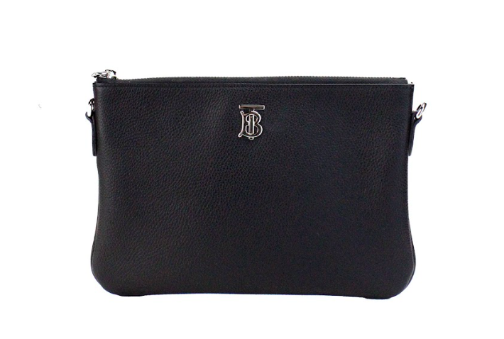 Burberry Peyton Monogramme Pochette en cuir noir Sac à bandoulière Sac à main