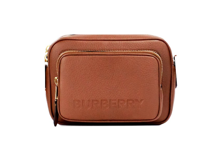 Burberry Petit sac à bandoulière en cuir marron clair pour appareil photo de marque