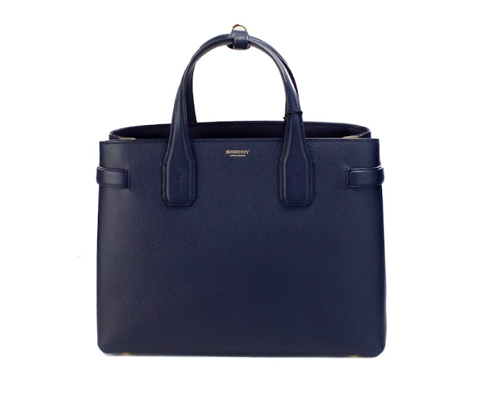 Burberry Banner Medium Regency Bleu Cuir Fourre-tout Bandoulière Sac à main Sac à main