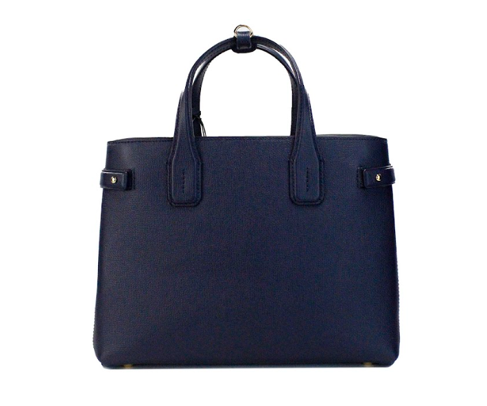 Burberry Banner Medium Regency Bleu Cuir Fourre-tout Bandoulière Sac à main Sac à main