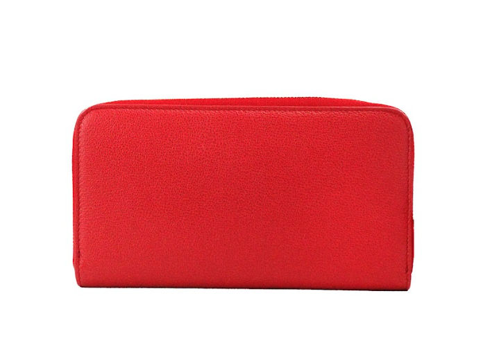 Burberry Elmore Red Embossed Logo Leather Continental Clutch Wallet