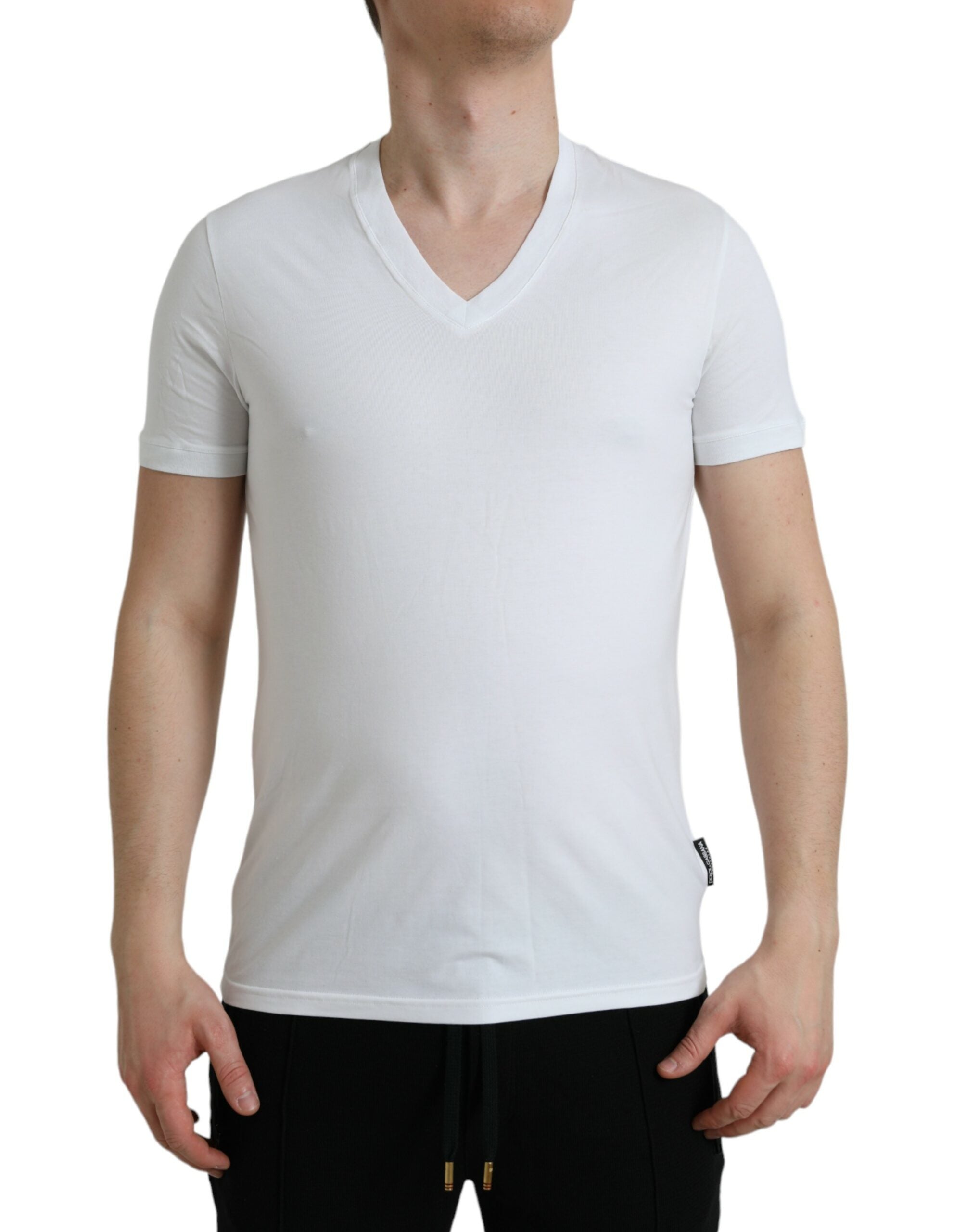 Dolce &amp; Gabbana T-shirt de sous-vêtements à manches courtes et col en V en coton blanc