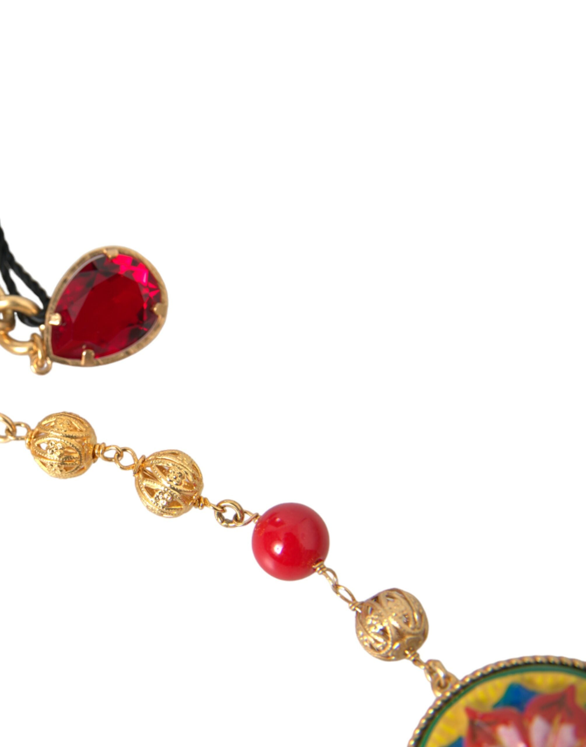 Dolce &amp; Gabbana Ceinture Torero en laiton doré avec fourrure rouge et cristal