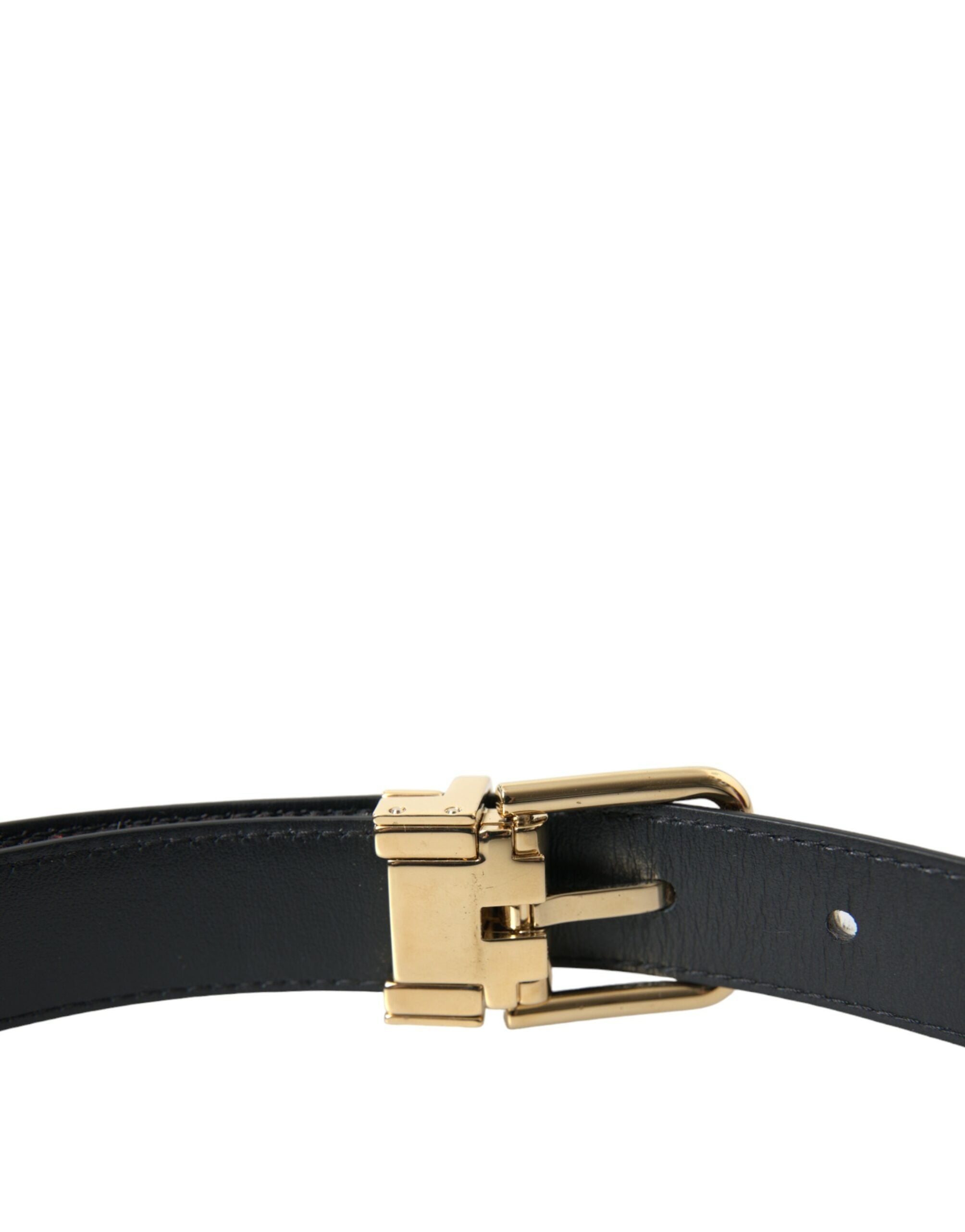 Dolce &amp; Gabbana Ceinture à boucle dorée en cheveux de poney zèbre blanc marron