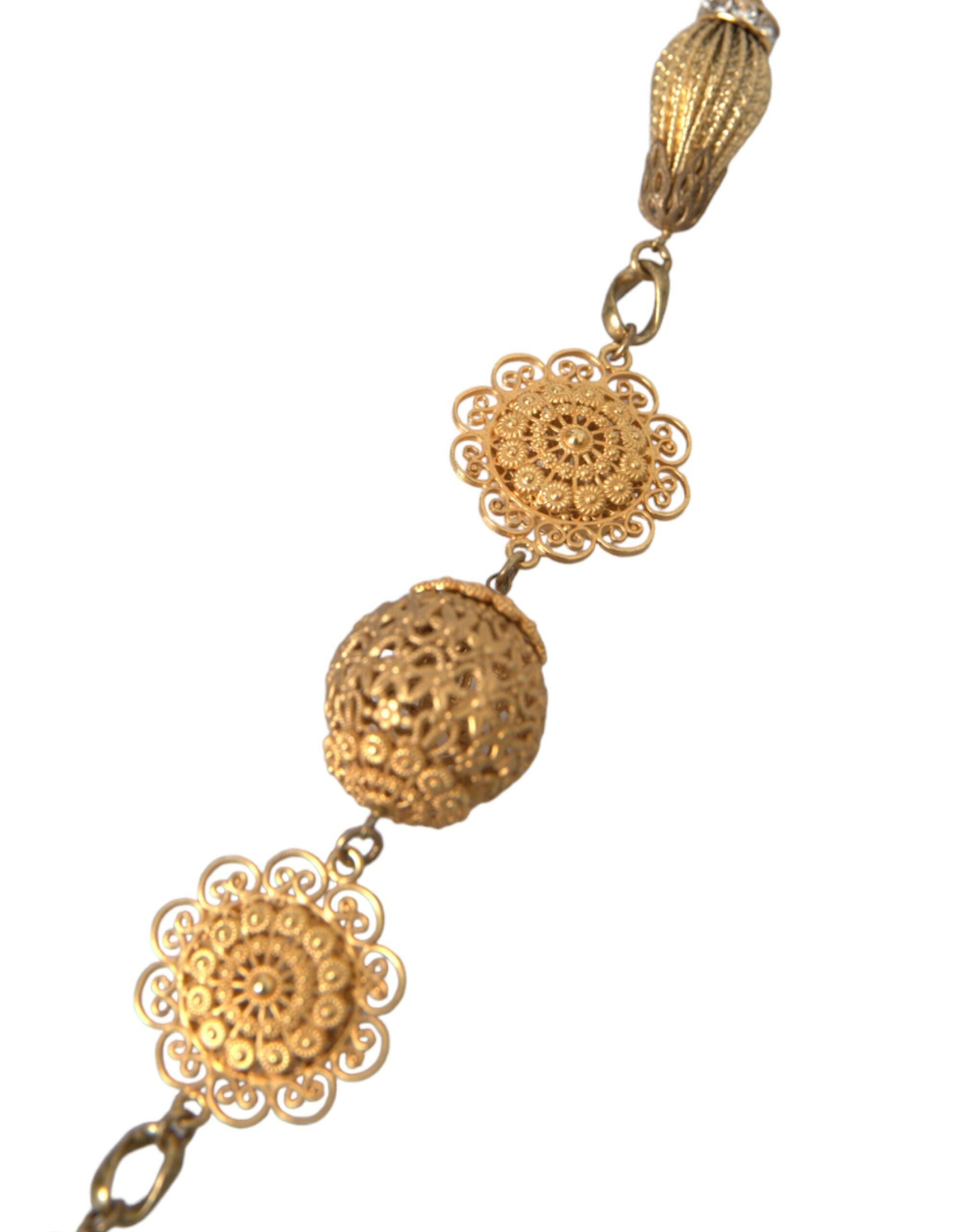 Collier de déclaration en laiton doré en filigrane de fleur de cristal Dolce &amp; Gabbana