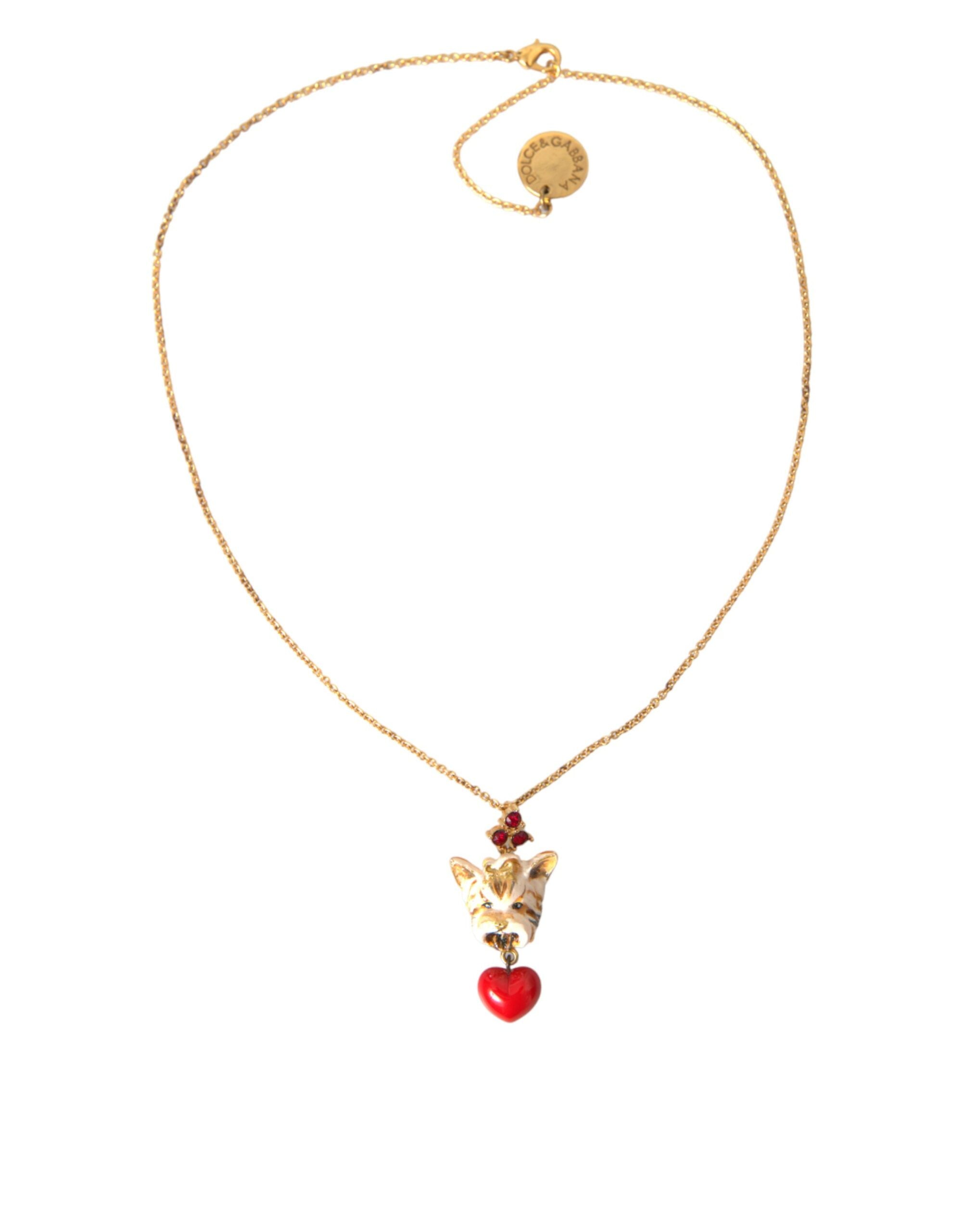 Dolce &amp; Gabbana Collier à breloques avec pendentif en forme de cœur et chaîne en laiton doré