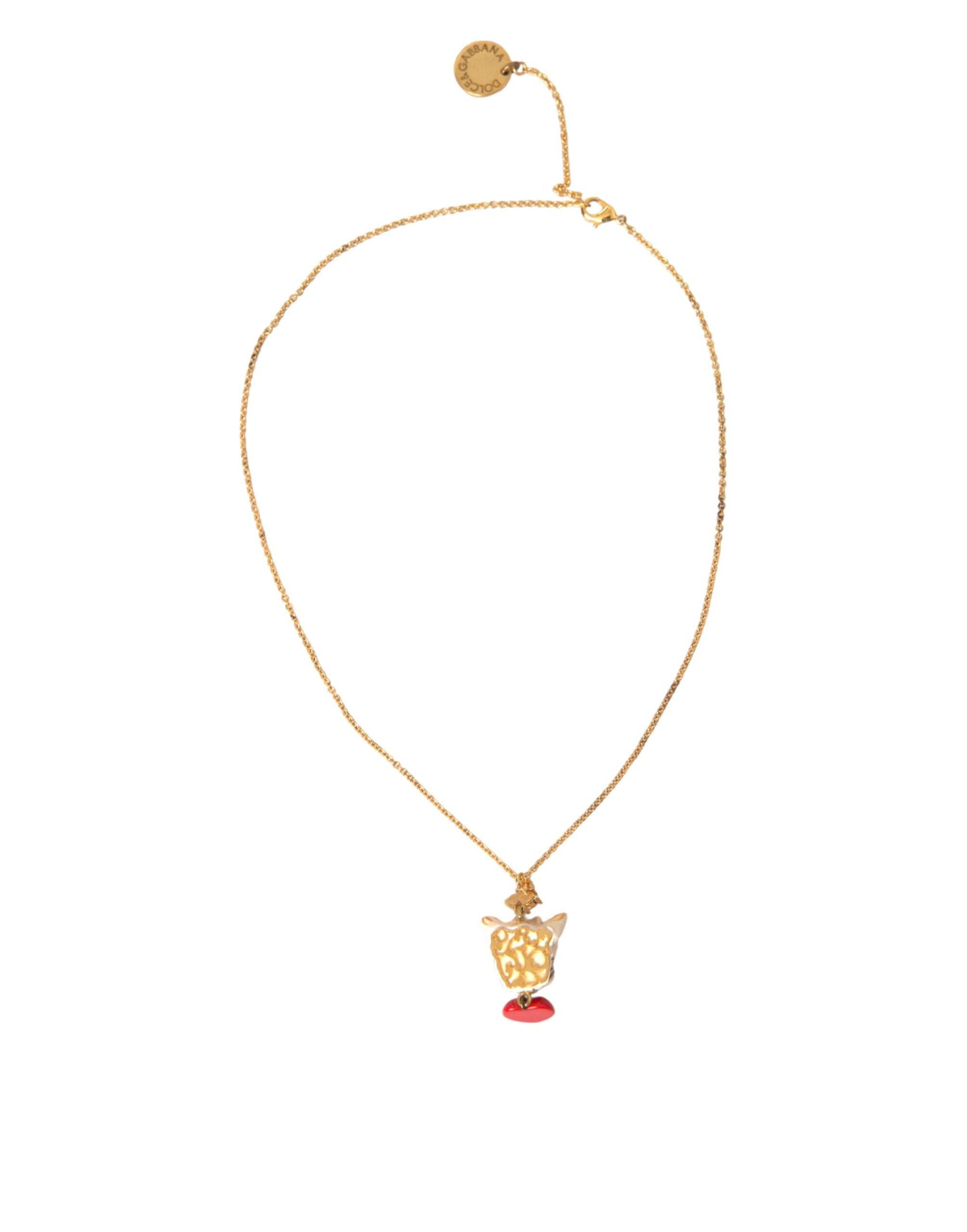 Dolce &amp; Gabbana Collier à breloques avec pendentif en forme de cœur et chaîne en laiton doré