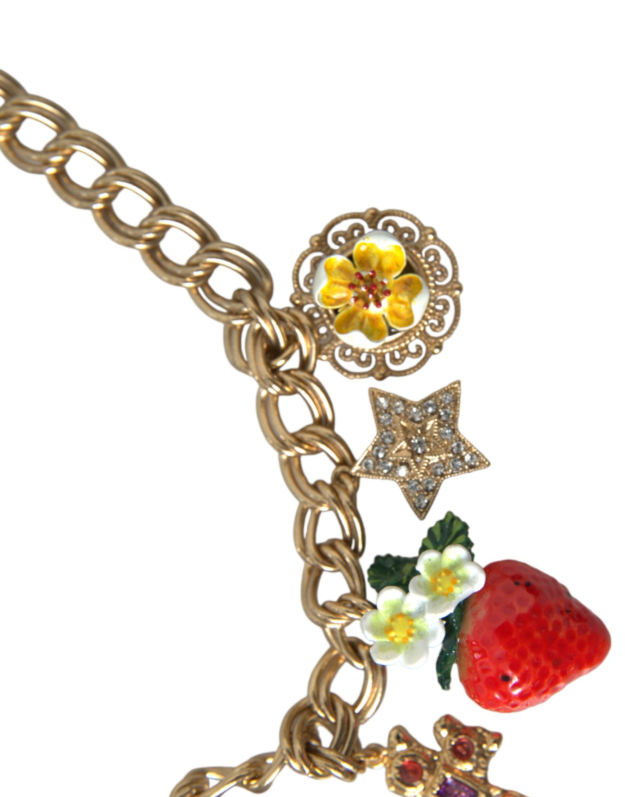 Collier pendentif étoile fraise croix rose chaîne en or Dolce &amp; Gabbana