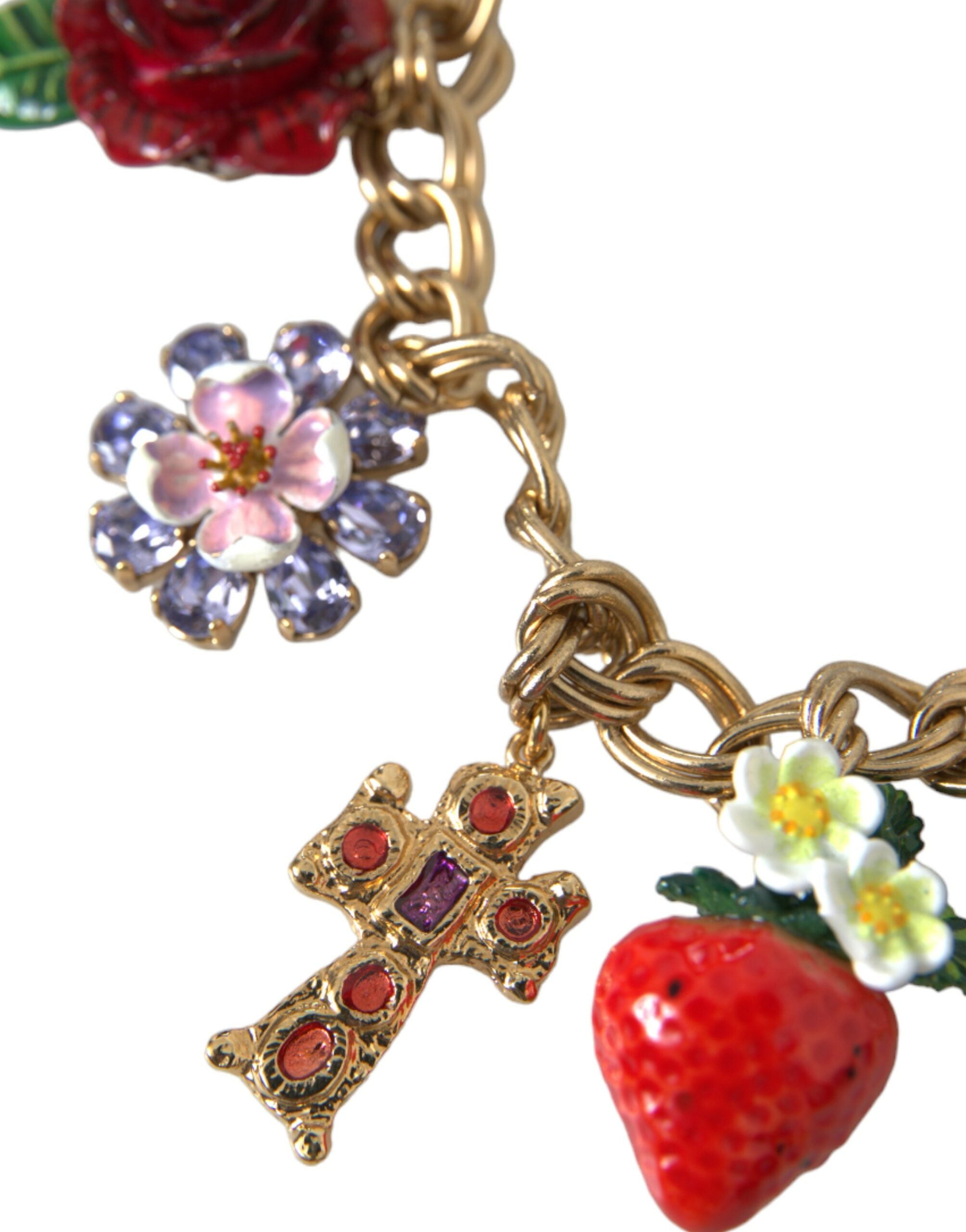 Collier pendentif étoile fraise croix rose chaîne en or Dolce &amp; Gabbana