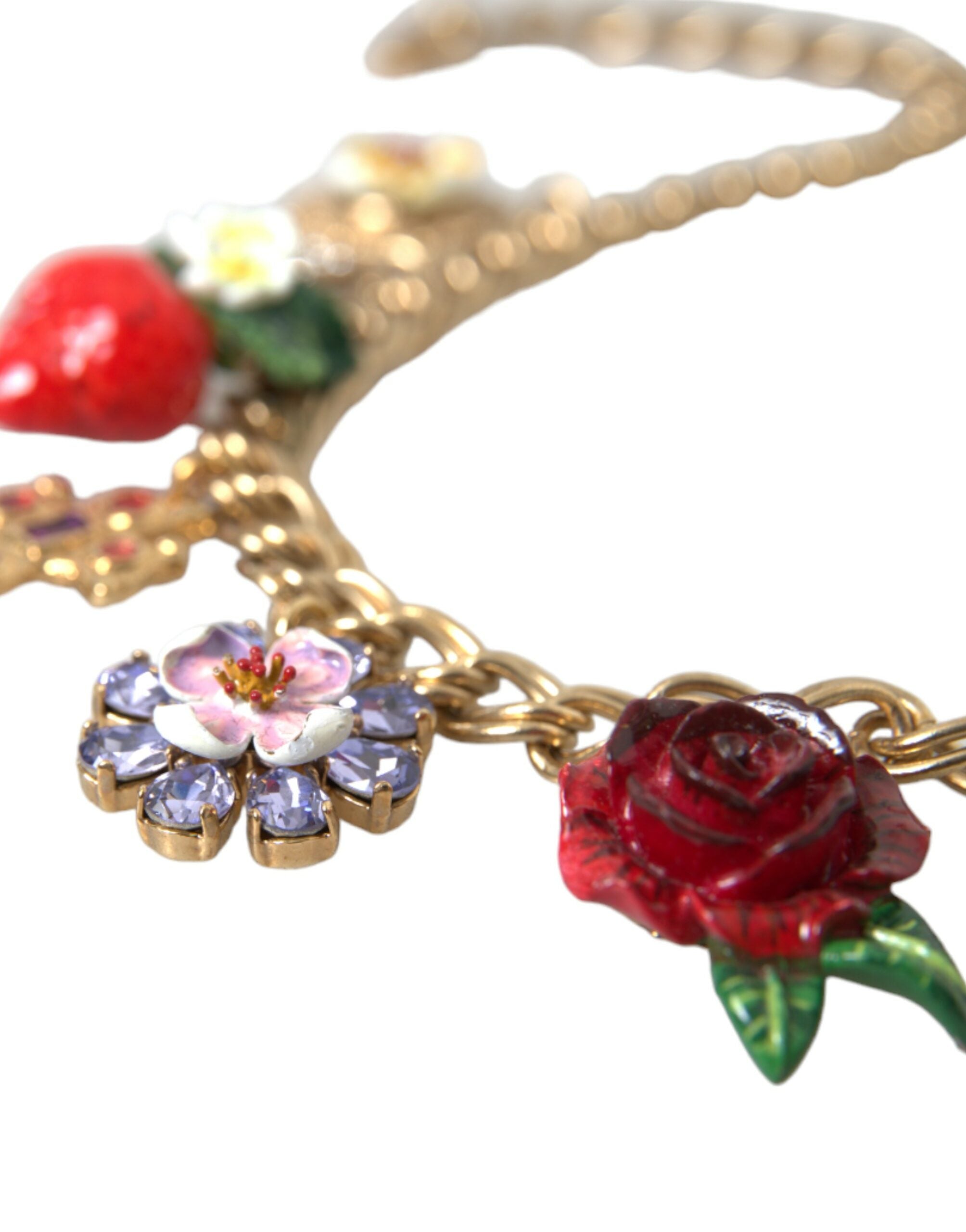 Collier pendentif étoile fraise croix rose chaîne en or Dolce &amp; Gabbana