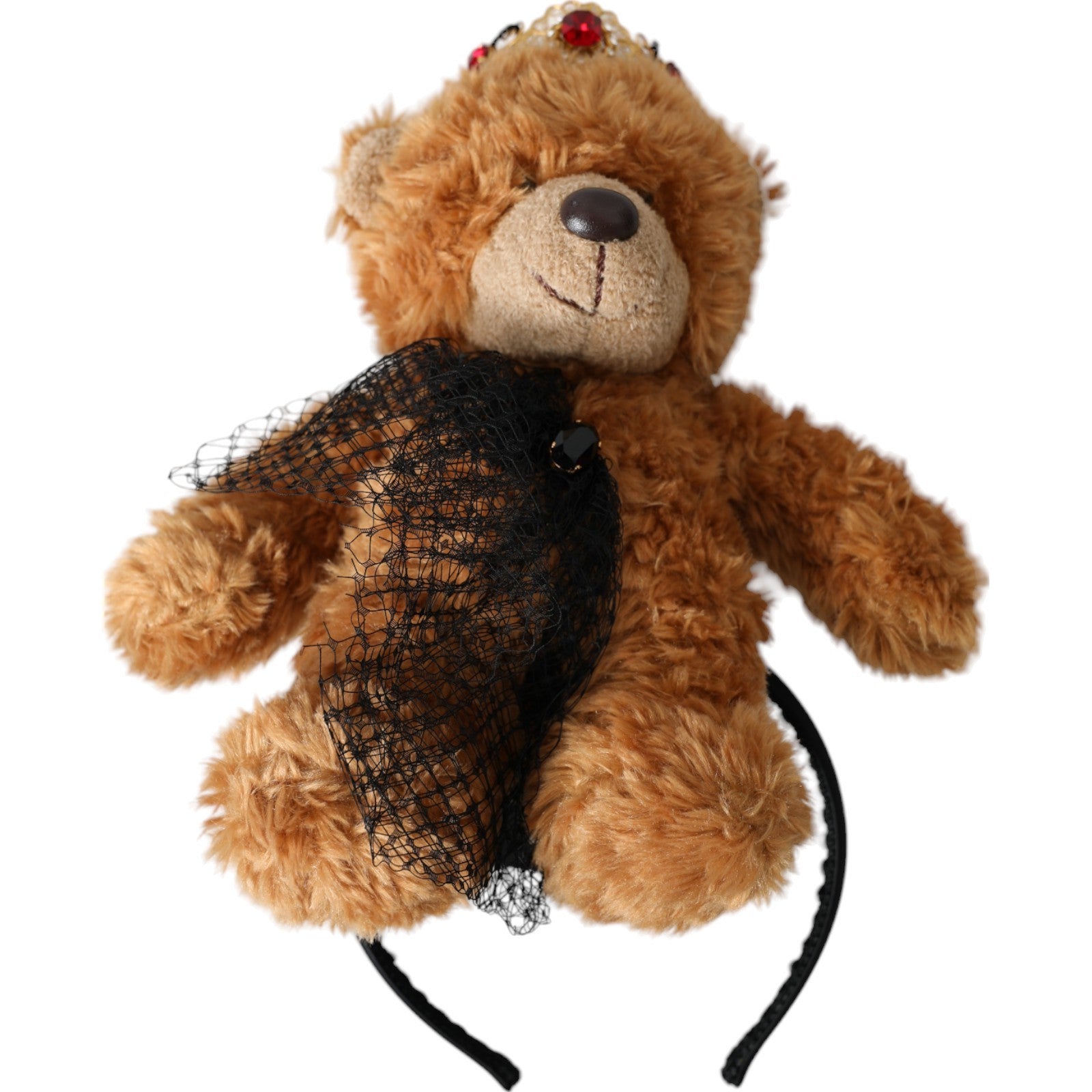 Dolce &amp; Gabbana Ours en peluche marron Couronne de cristal doré Diadème