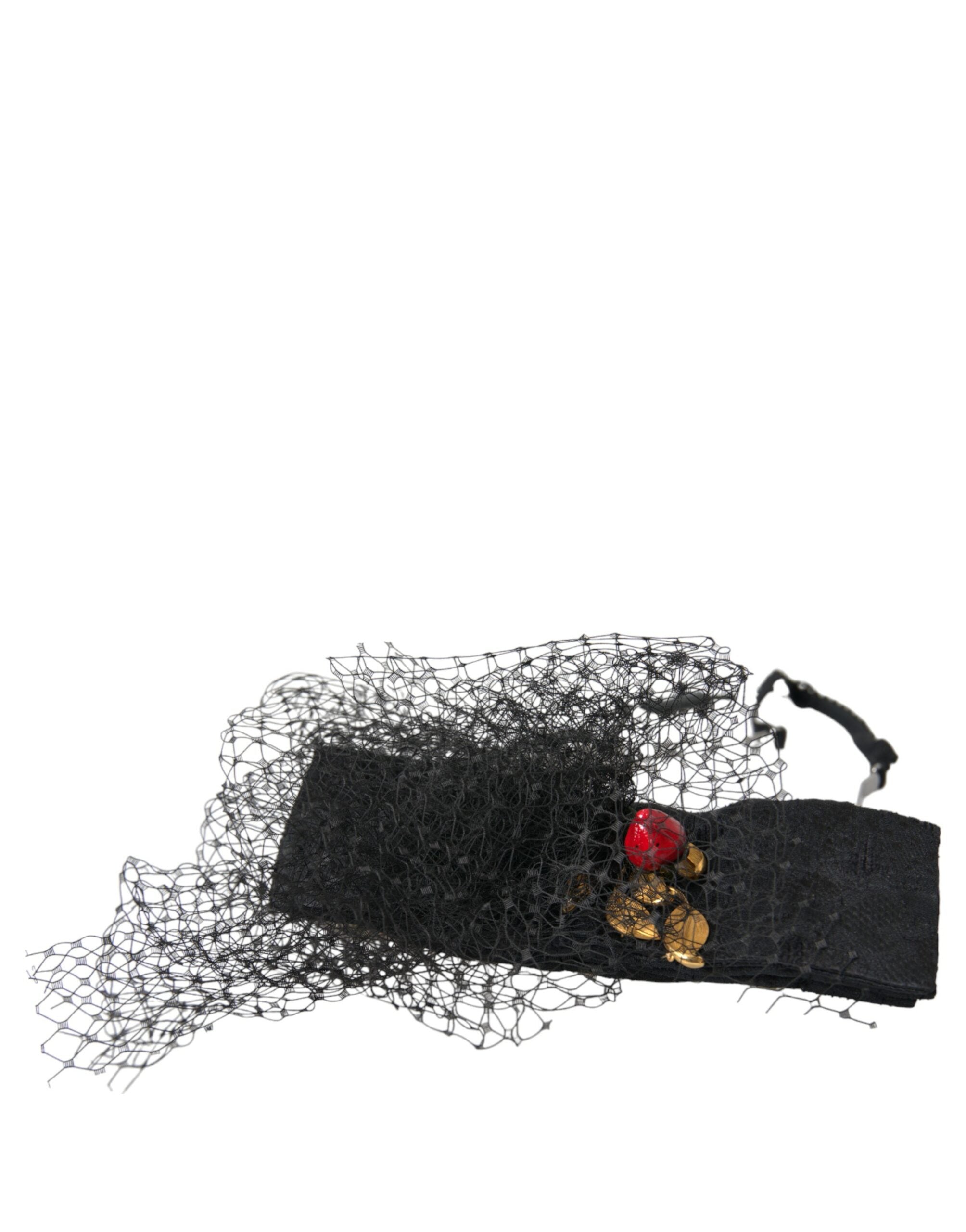 Dolce &amp; Gabbana Diadème bandeau en maille de cristal noir fraise Sicile