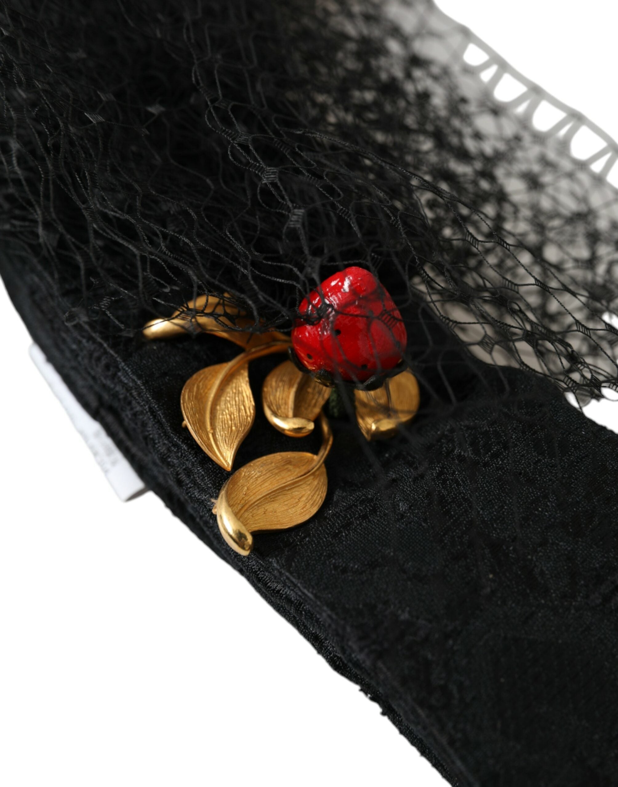 Dolce &amp; Gabbana Diadème bandeau en maille de cristal noir fraise Sicile