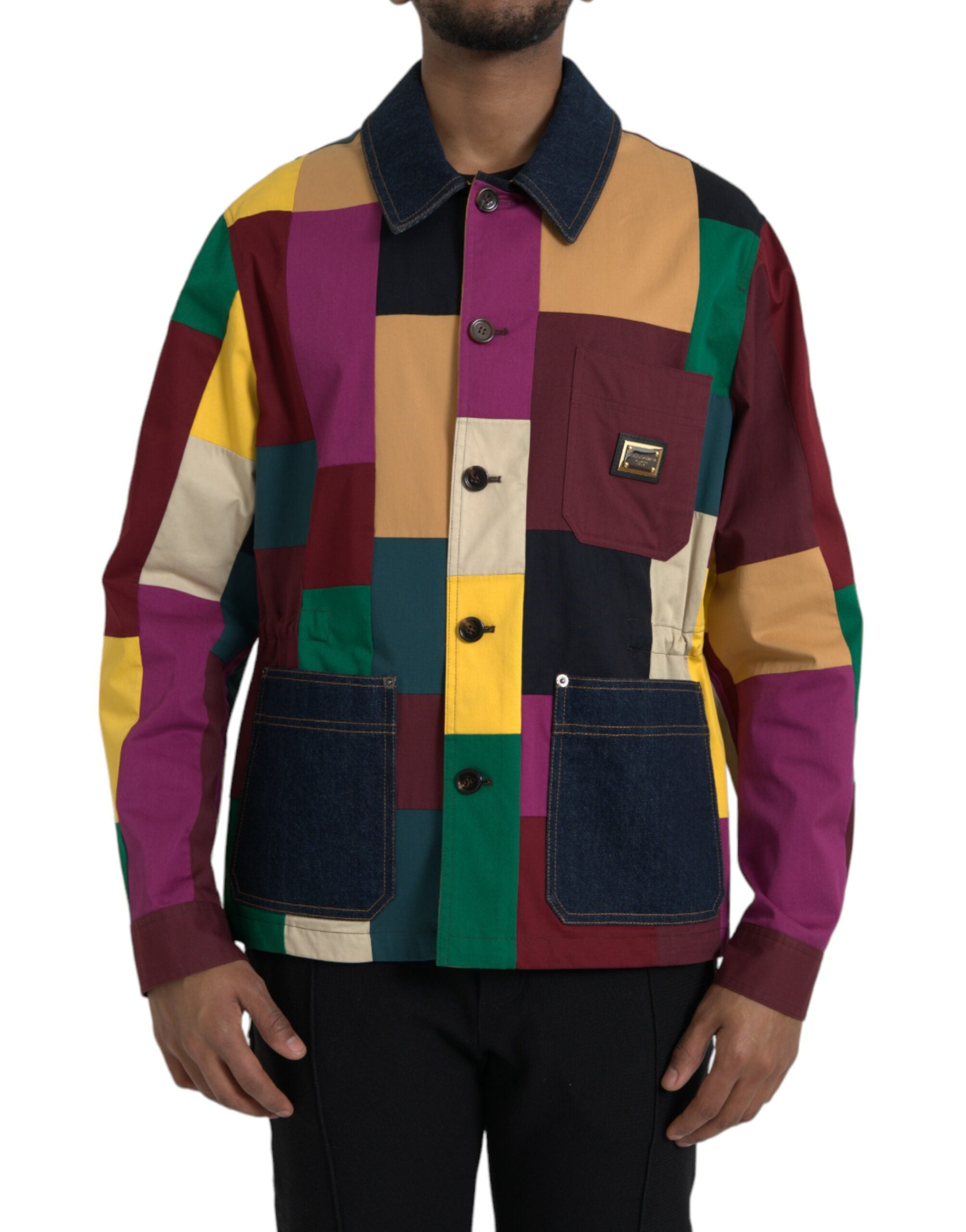 Dolce &amp; Gabbana Veste à col en coton patchwork multicolore