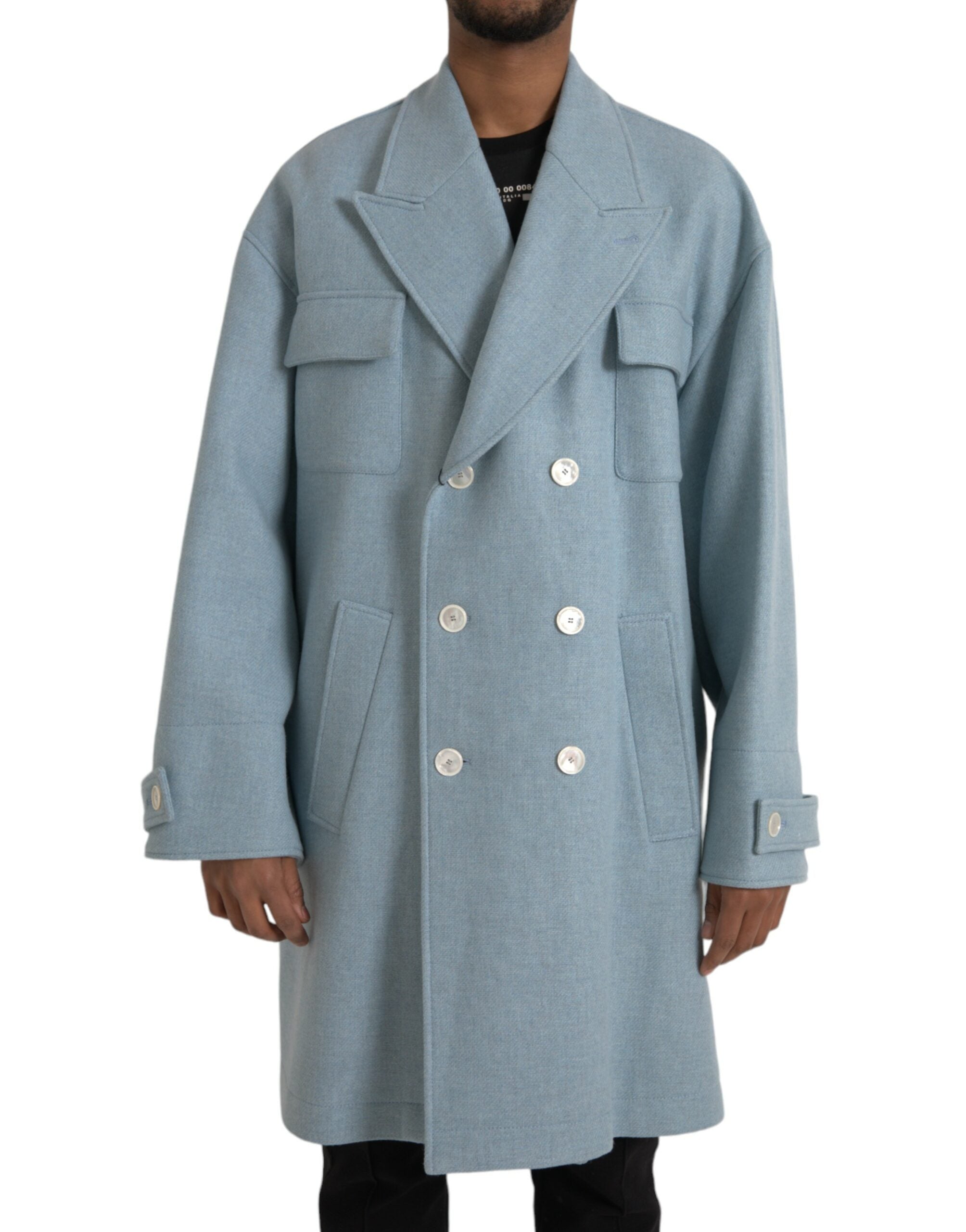 Dolce &amp; Gabbana Veste trench-coat bleue à double boutonnage