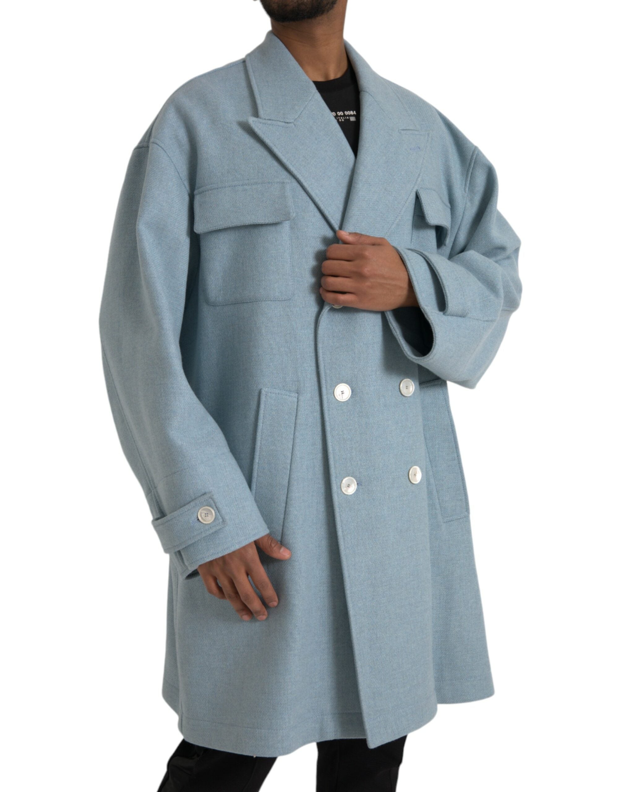 Dolce &amp; Gabbana Veste trench-coat bleue à double boutonnage