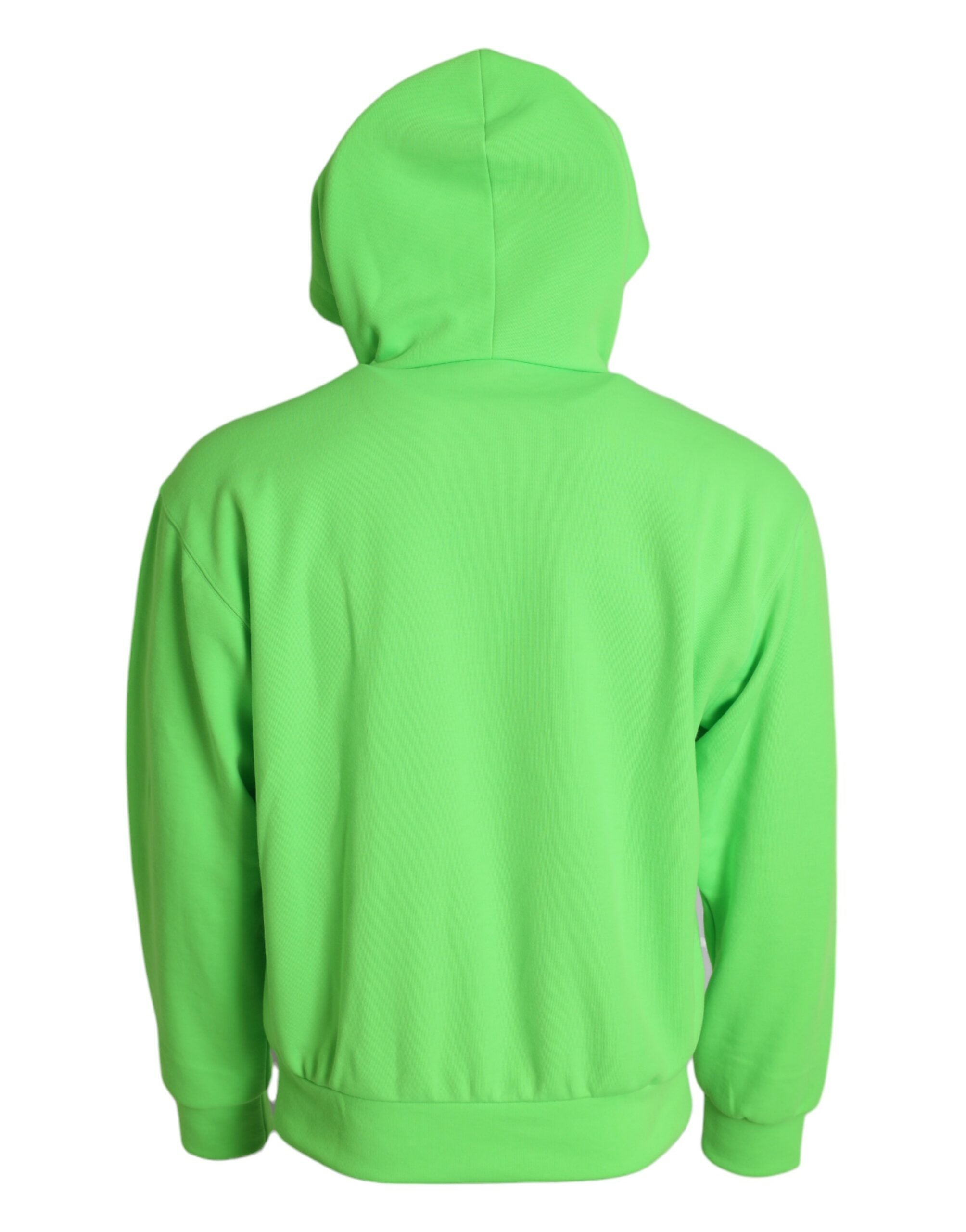 Dolce &amp; Gabbana Pull à capuche vert fluo entièrement zippé