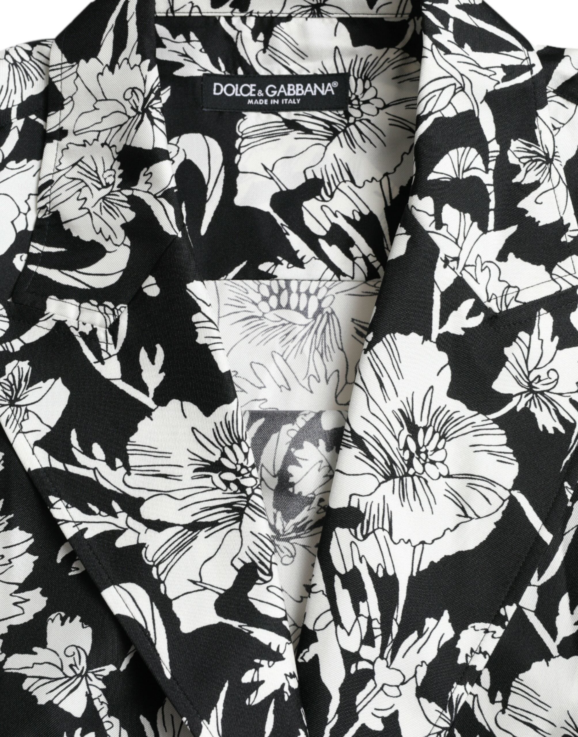 Dolce &amp; Gabbana Chemise décontractée boutonnée à fleurs blanche et noire