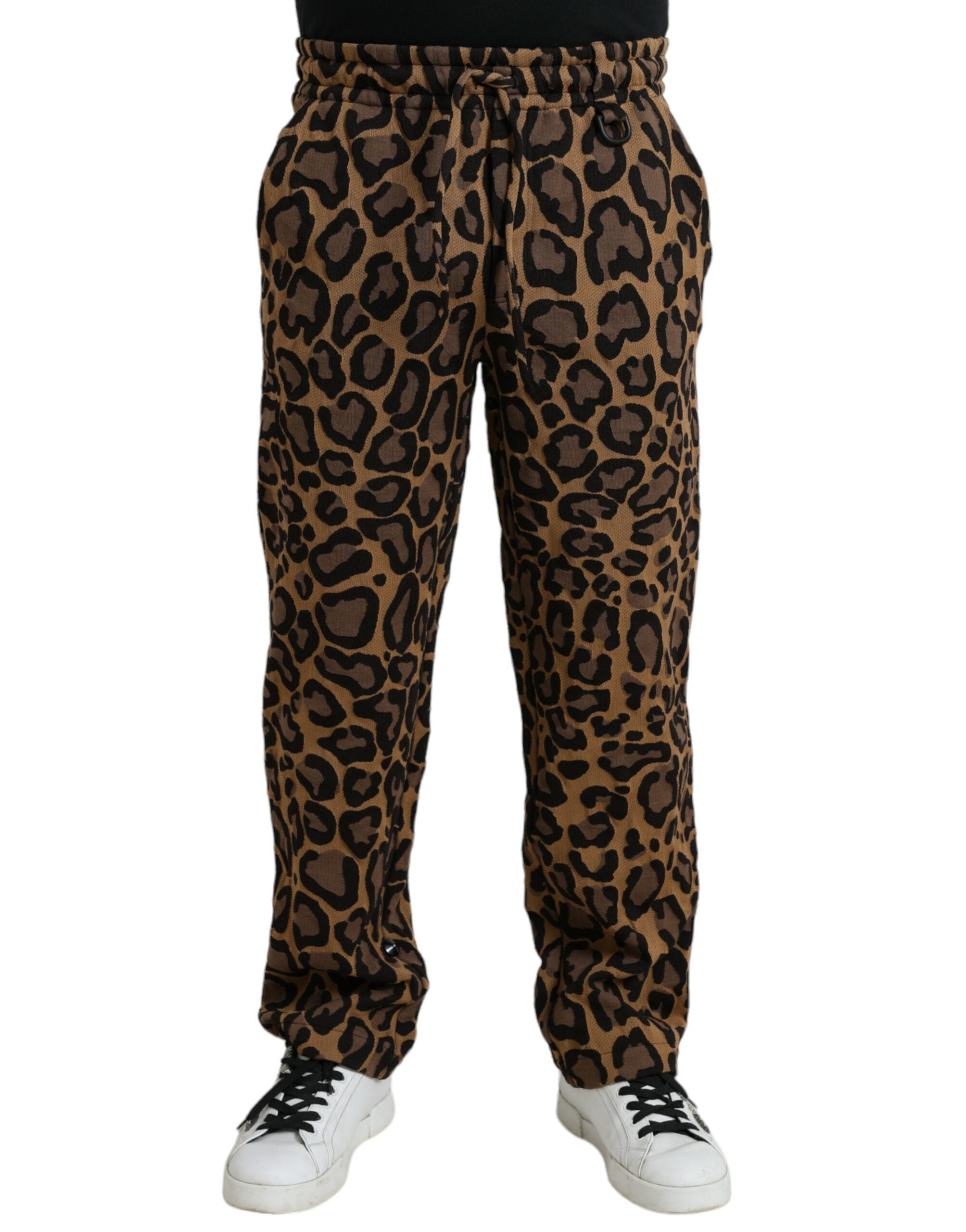 Dolce &amp; Gabbana Pantalon de jogging en polyester à imprimé léopard marron