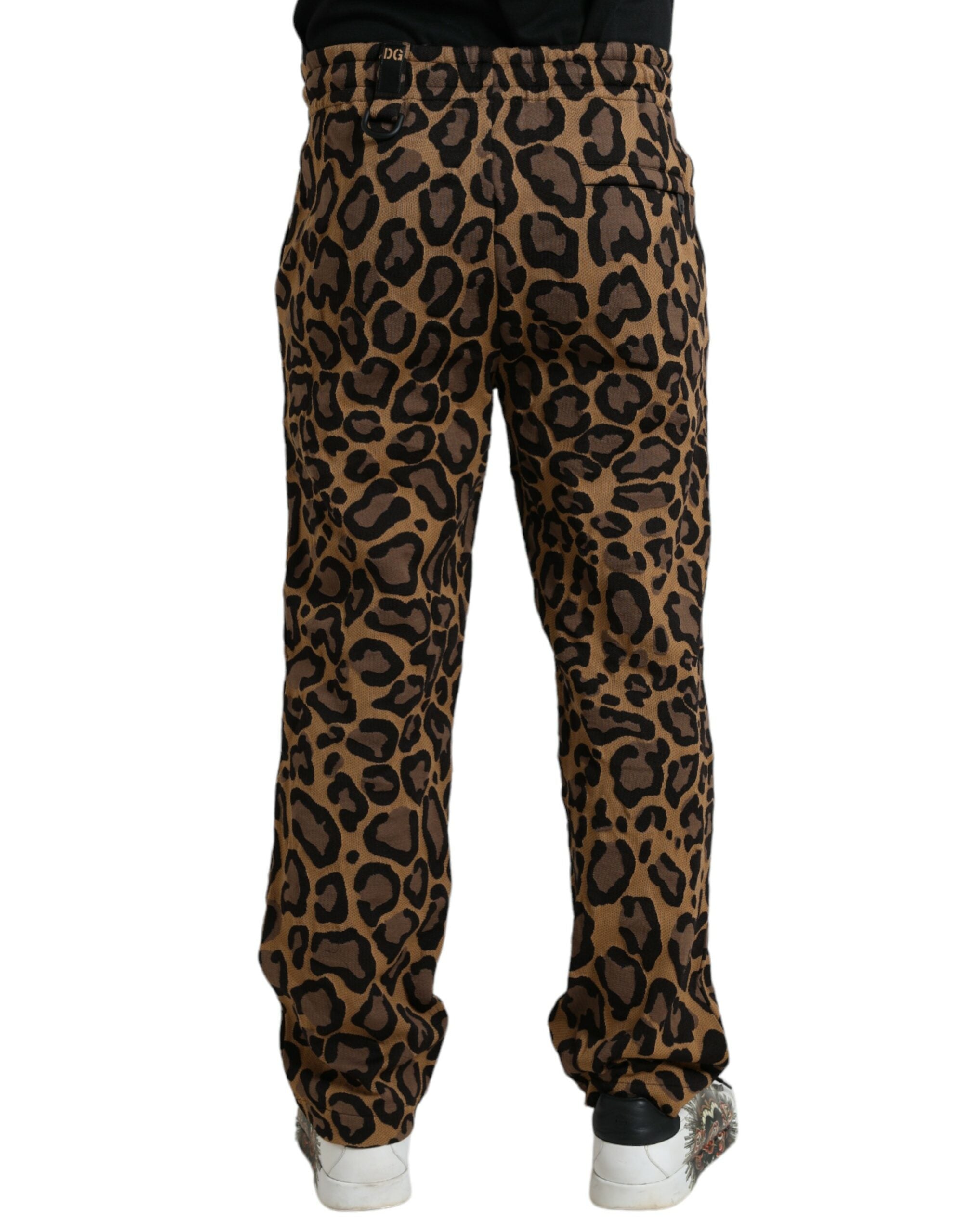 Dolce &amp; Gabbana Pantalon de jogging en polyester à imprimé léopard marron