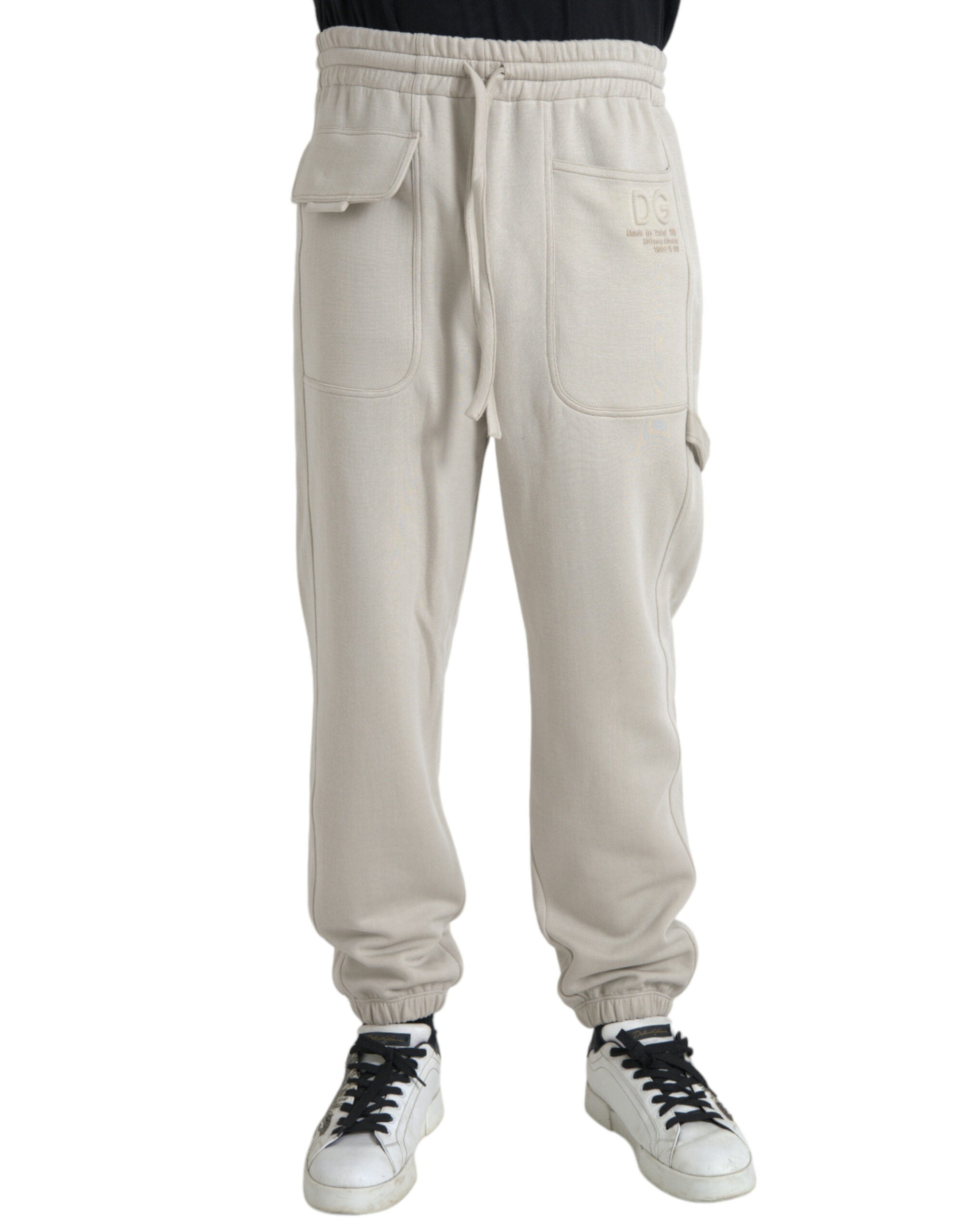 Dolce &amp; Gabbana Pantalon de survêtement cargo en viscose blanc cassé