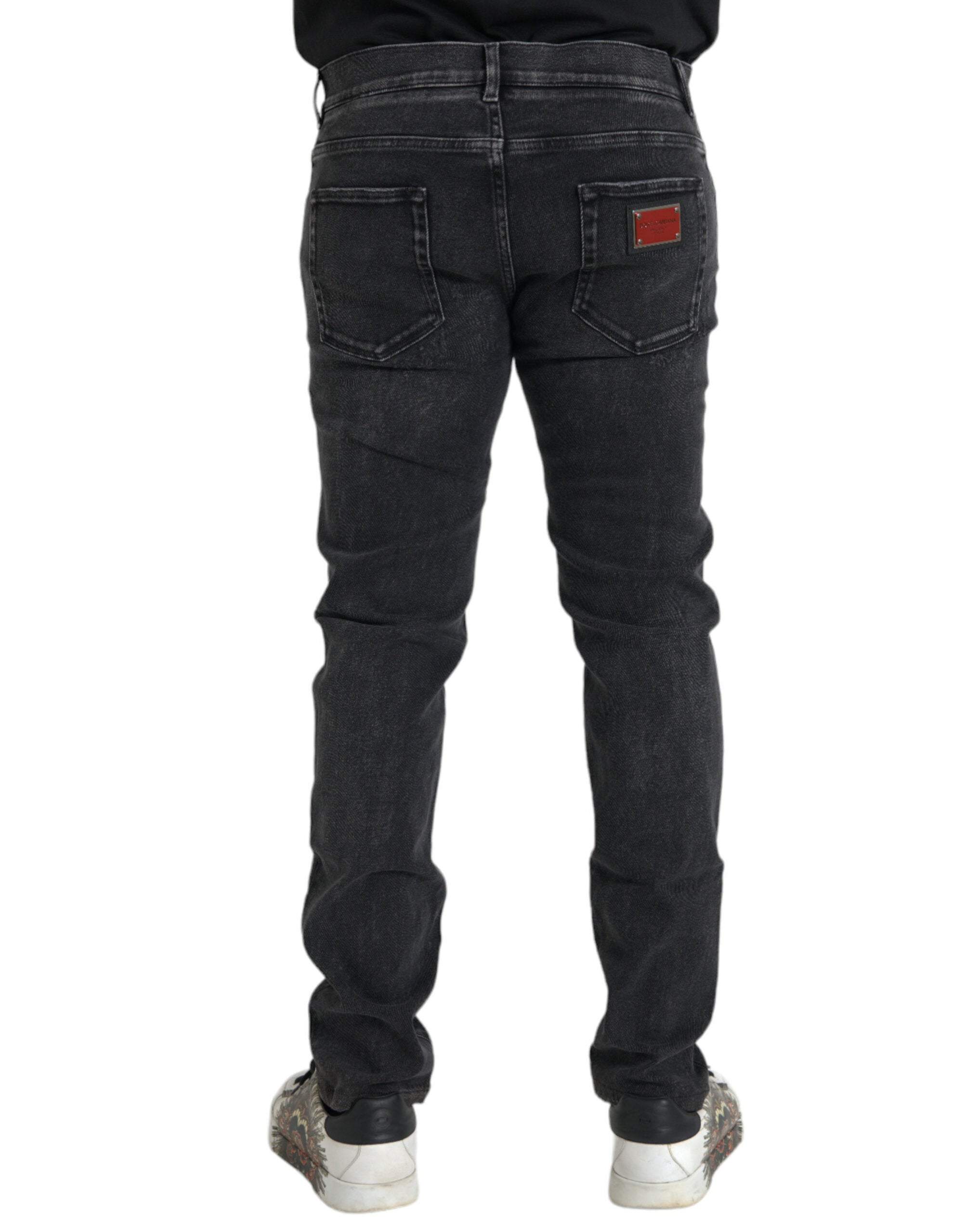 Dolce &amp; Gabbana Jean skinny stretch en coton gris avec logo