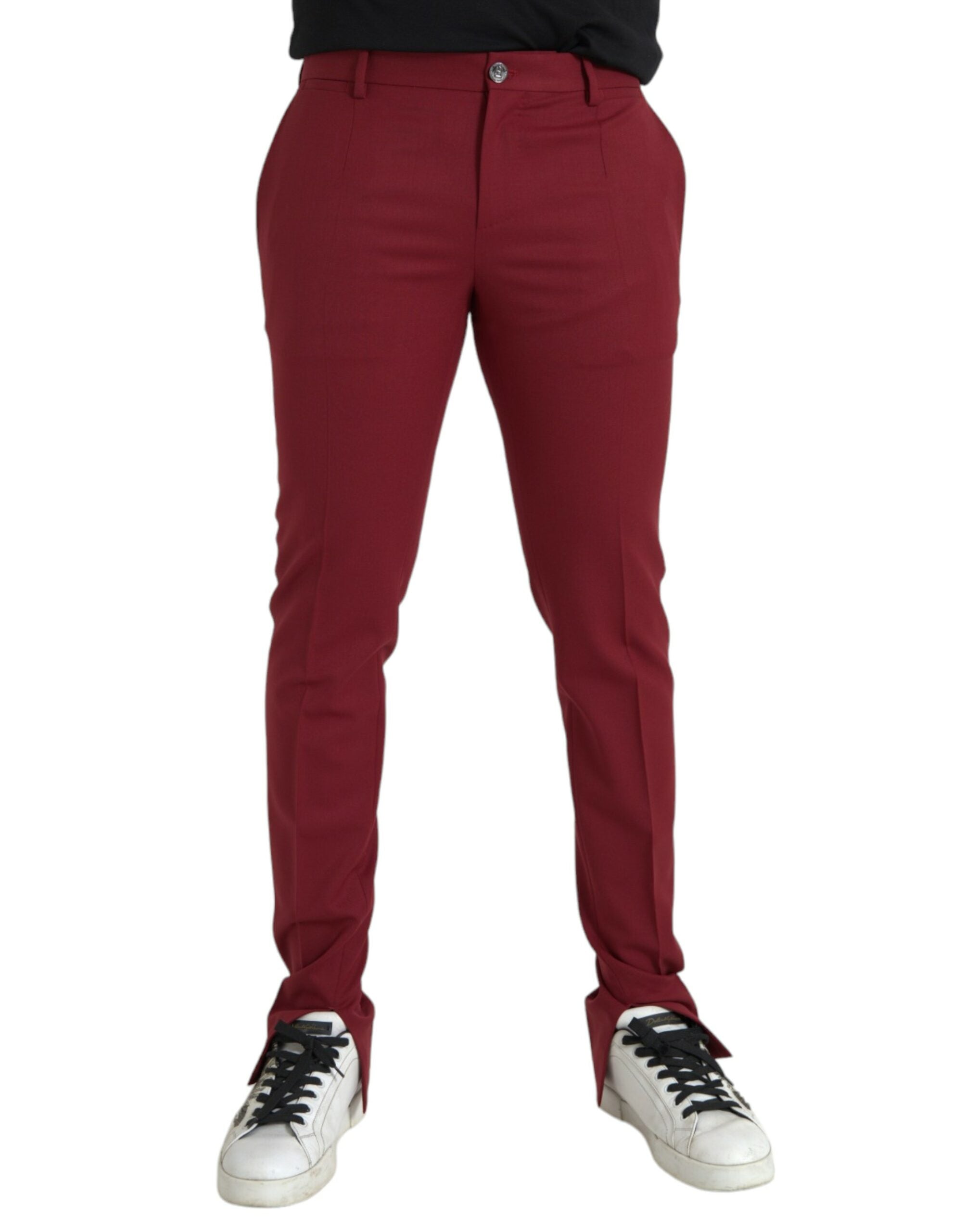 Dolce &amp; Gabbana Pantalon habillé coupe slim en laine rouge pour hommes