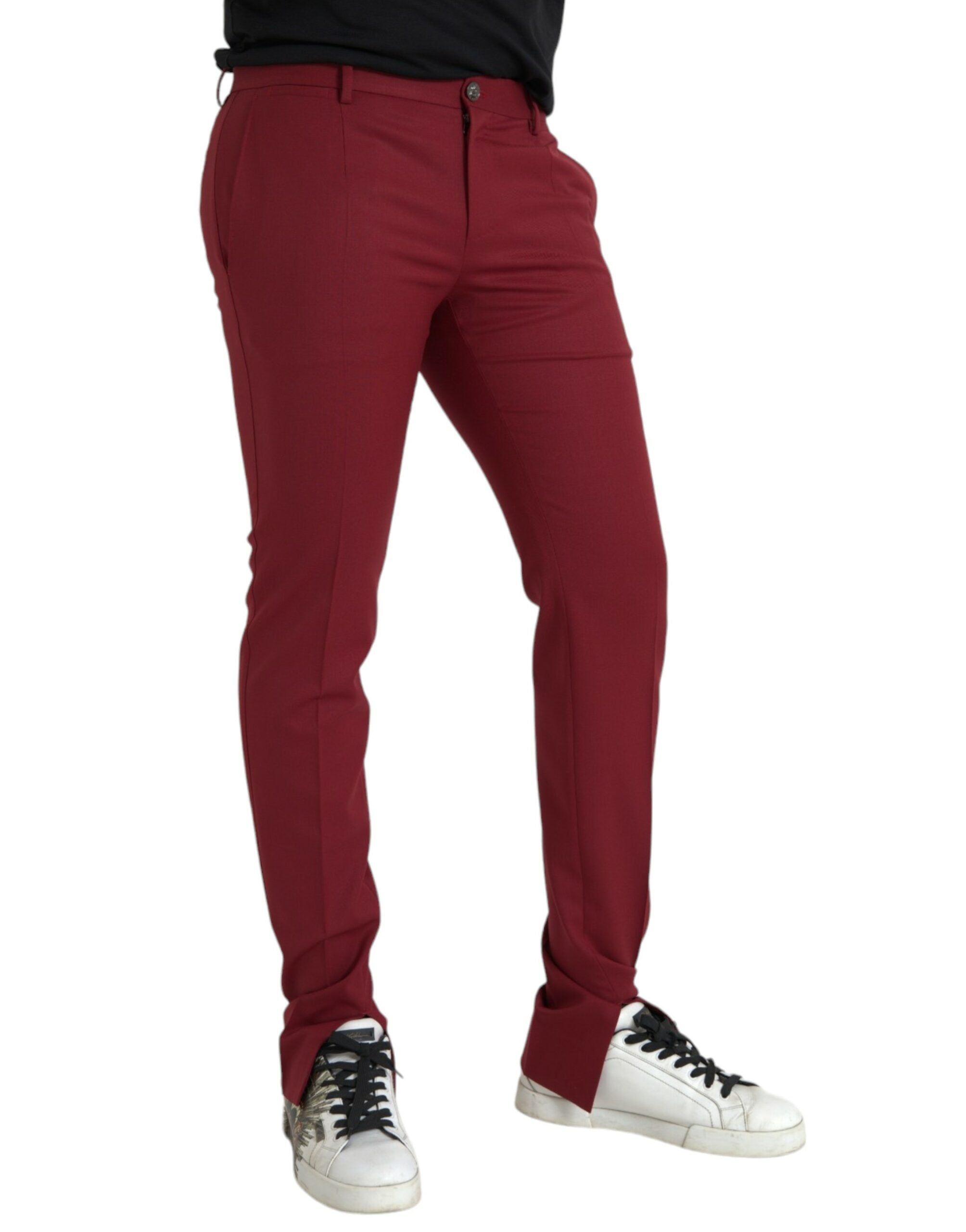 Dolce &amp; Gabbana Pantalon habillé coupe slim en laine rouge pour hommes