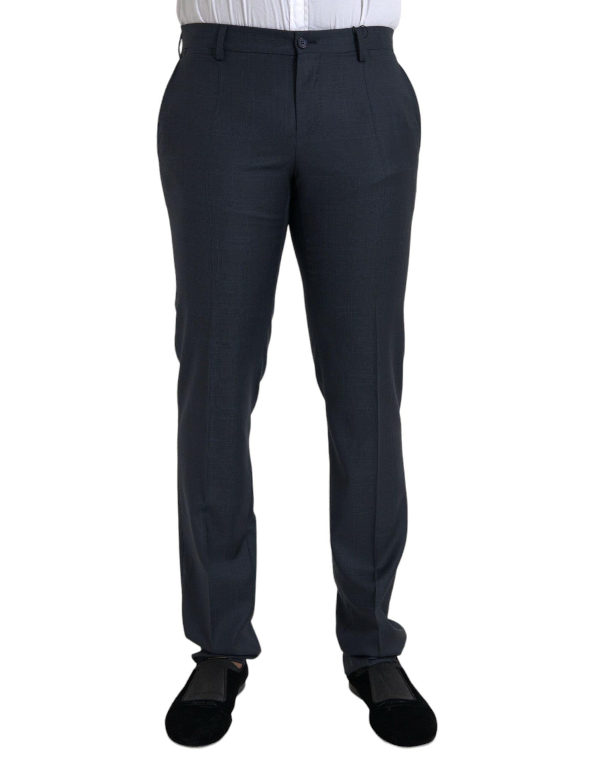 Dolce &amp; Gabbana Pantalon habillé skinny en laine bleue pour hommes