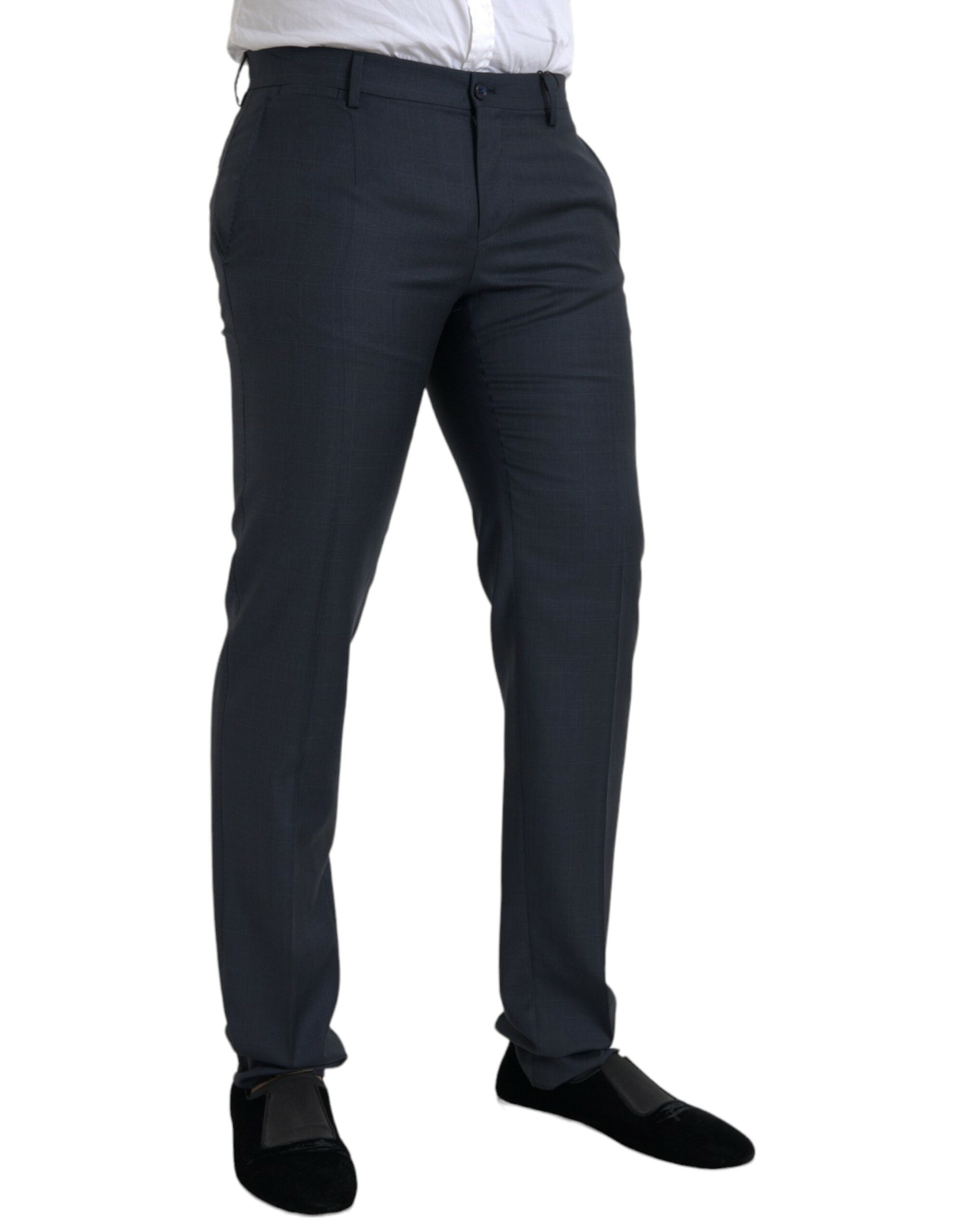 Dolce &amp; Gabbana Pantalon habillé skinny en laine bleue pour hommes