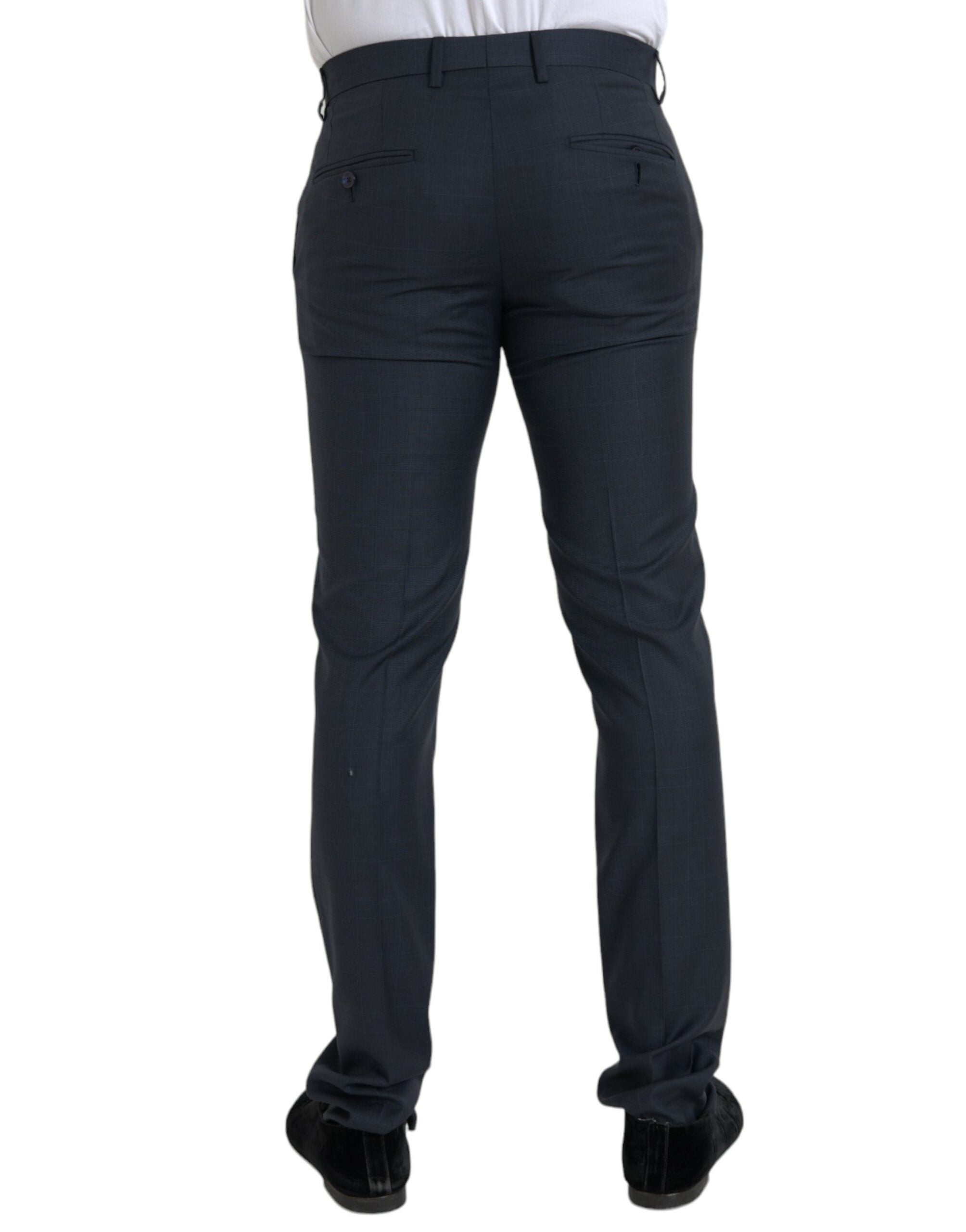 Dolce &amp; Gabbana Pantalon habillé skinny en laine bleue pour hommes