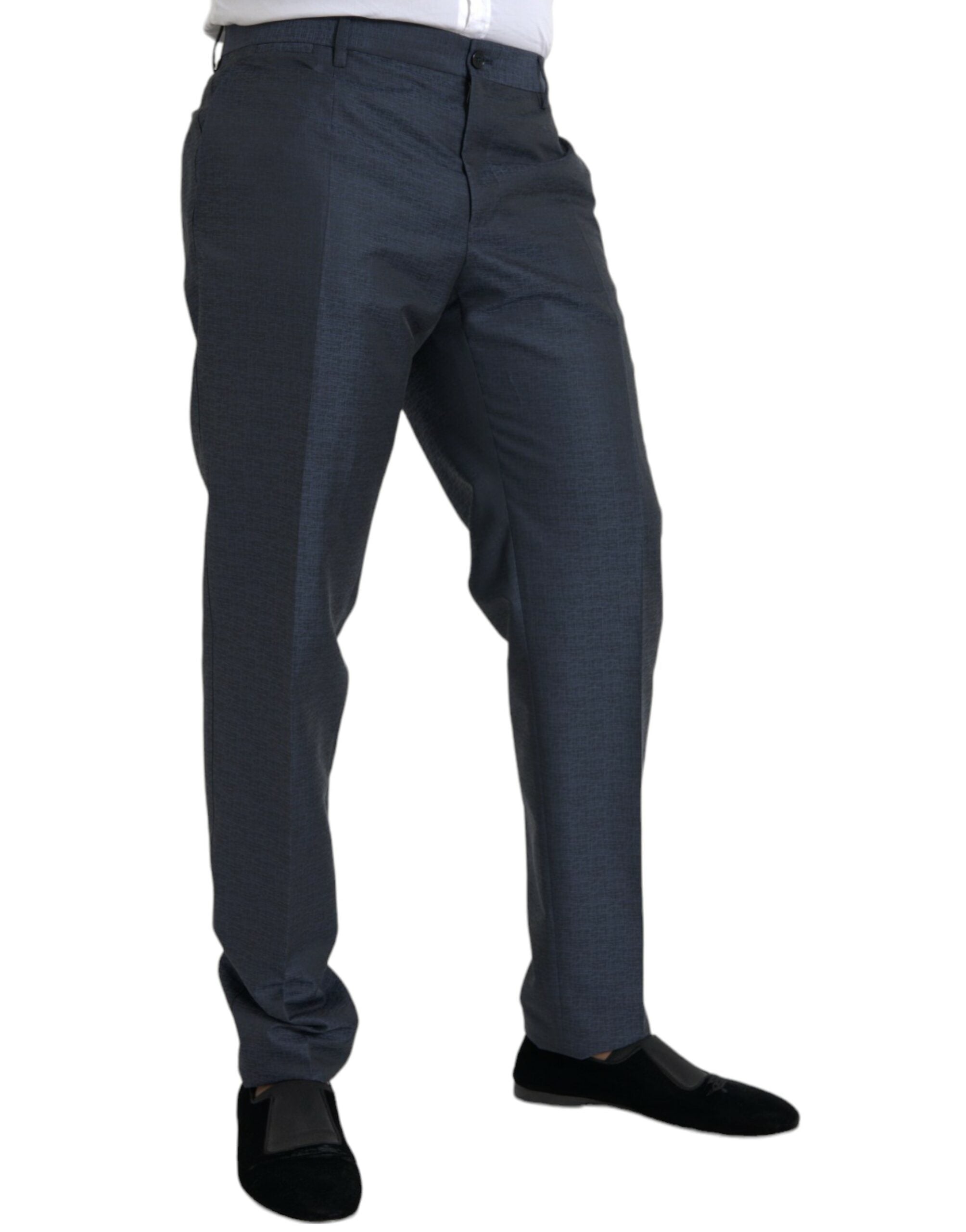 Dolce &amp; Gabbana Pantalon habillé skinny en laine bleue pour hommes