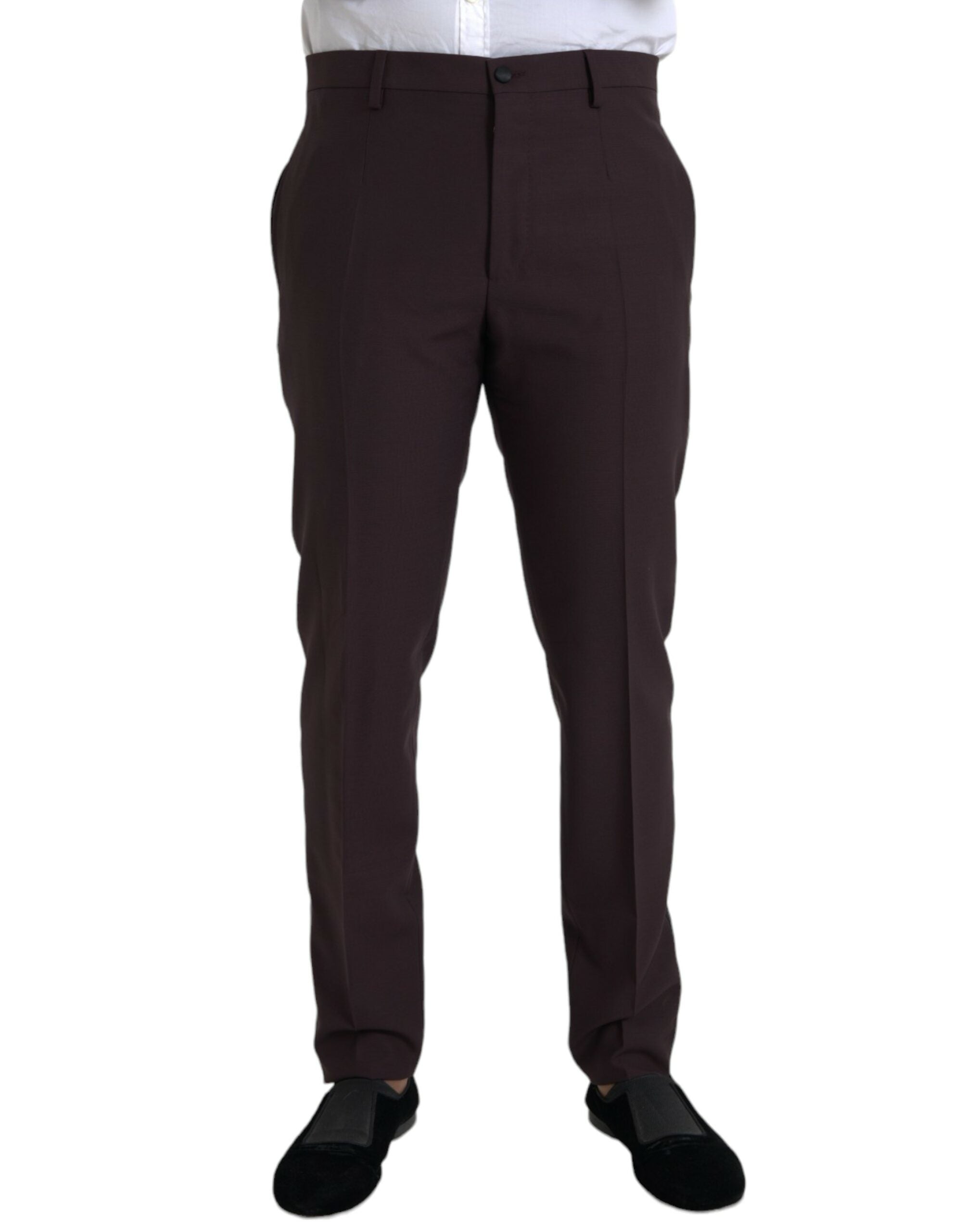 Dolce &amp; Gabbana Pantalon slim en laine marron foncé