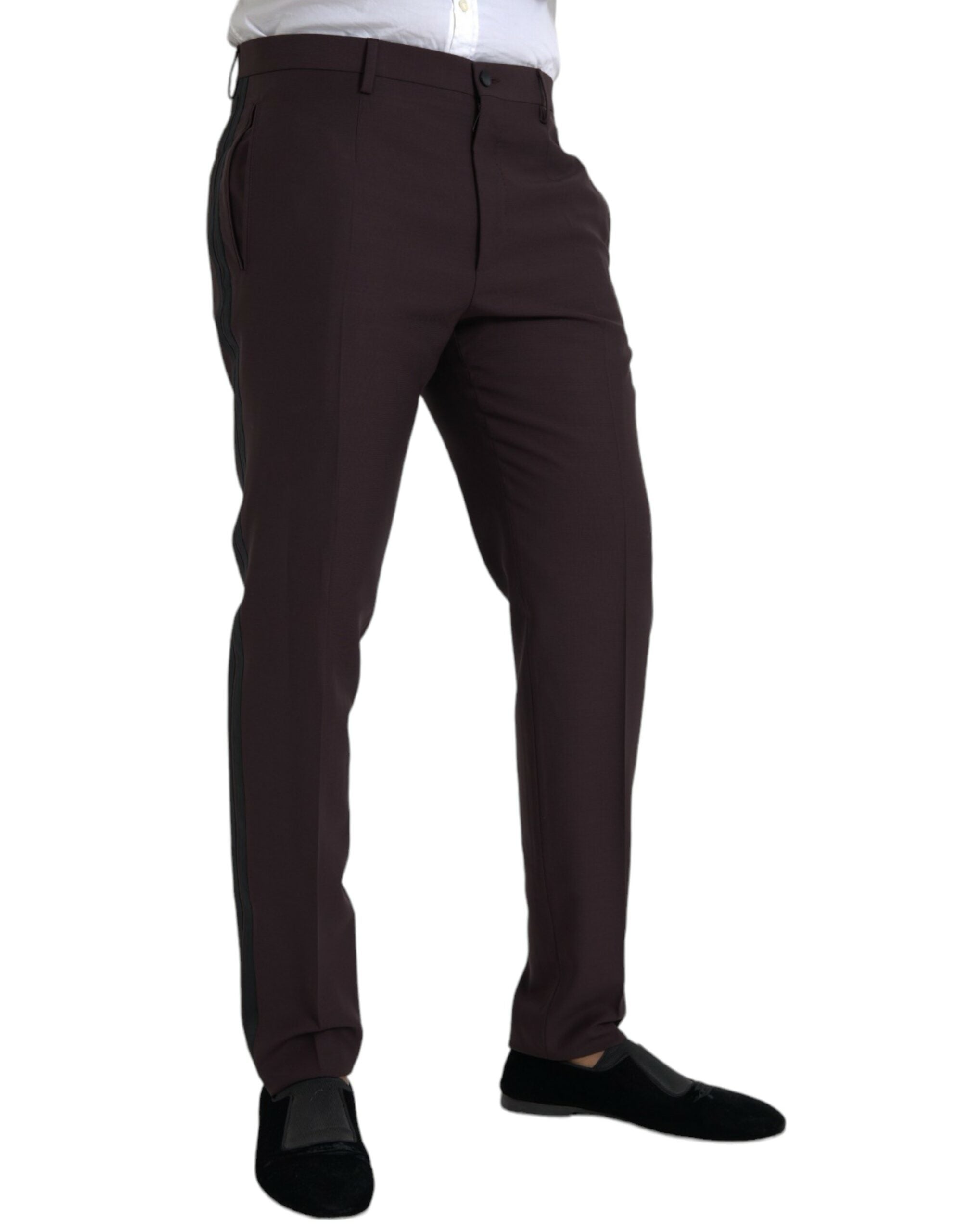 Dolce &amp; Gabbana Pantalon slim en laine marron foncé