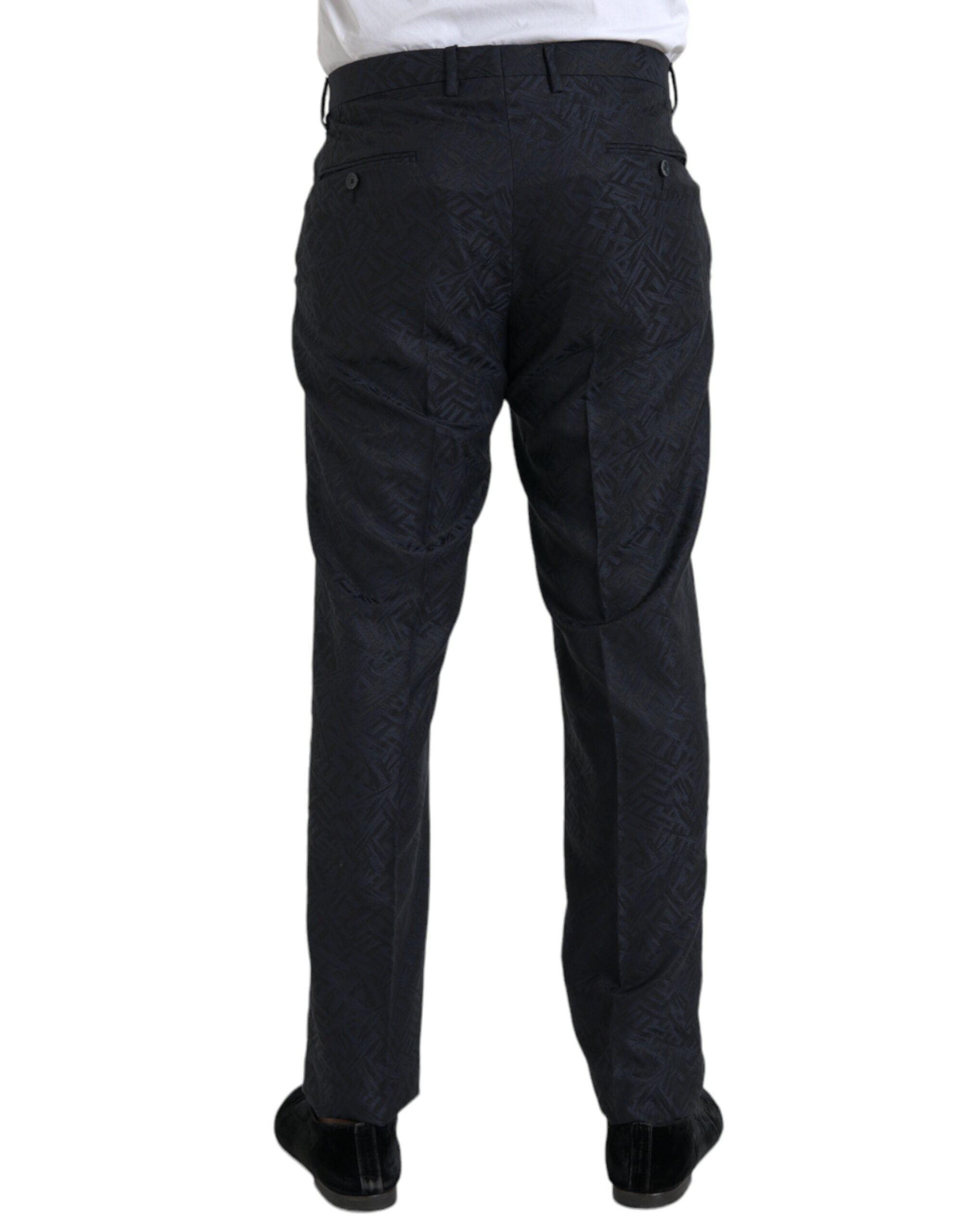 Dolce &amp; Gabbana Pantalon habillé skinny en laine de brocart bleu pour hommes