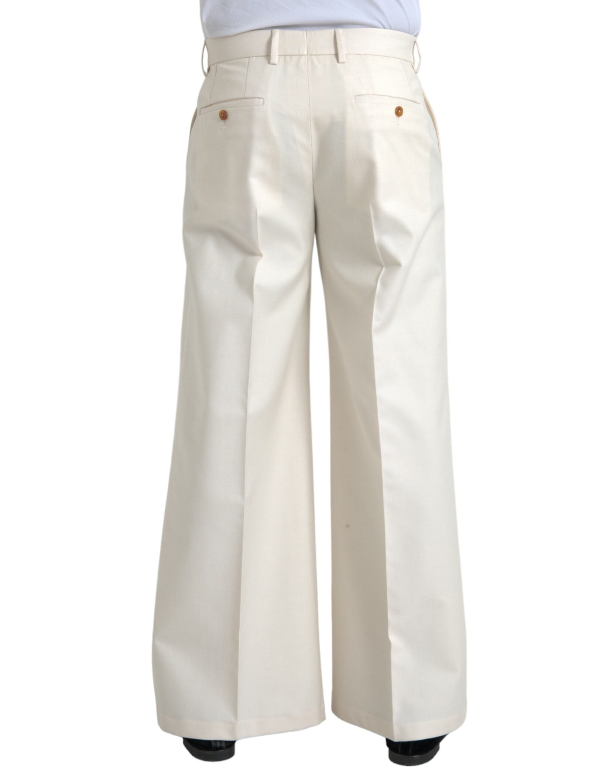 Dolce &amp; Gabbana Pantalon large en laine blanc taille moyenne