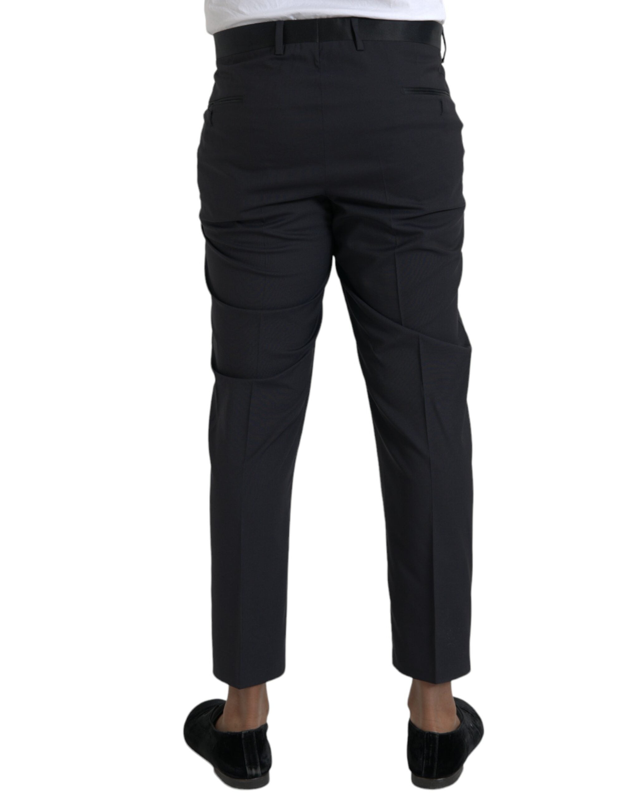 Dolce &amp; Gabbana Pantalon habillé skinny en laine bleue pour hommes